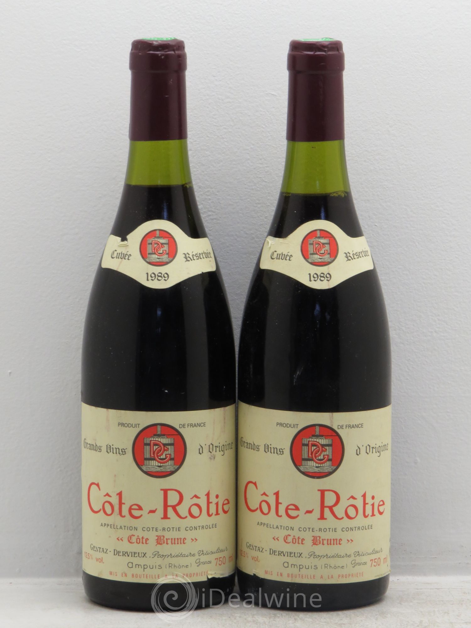 Côte-Rôtie Côte Brune Marius Gentaz-Dervieux 1989 - Lot de 2 bouteilles - 0