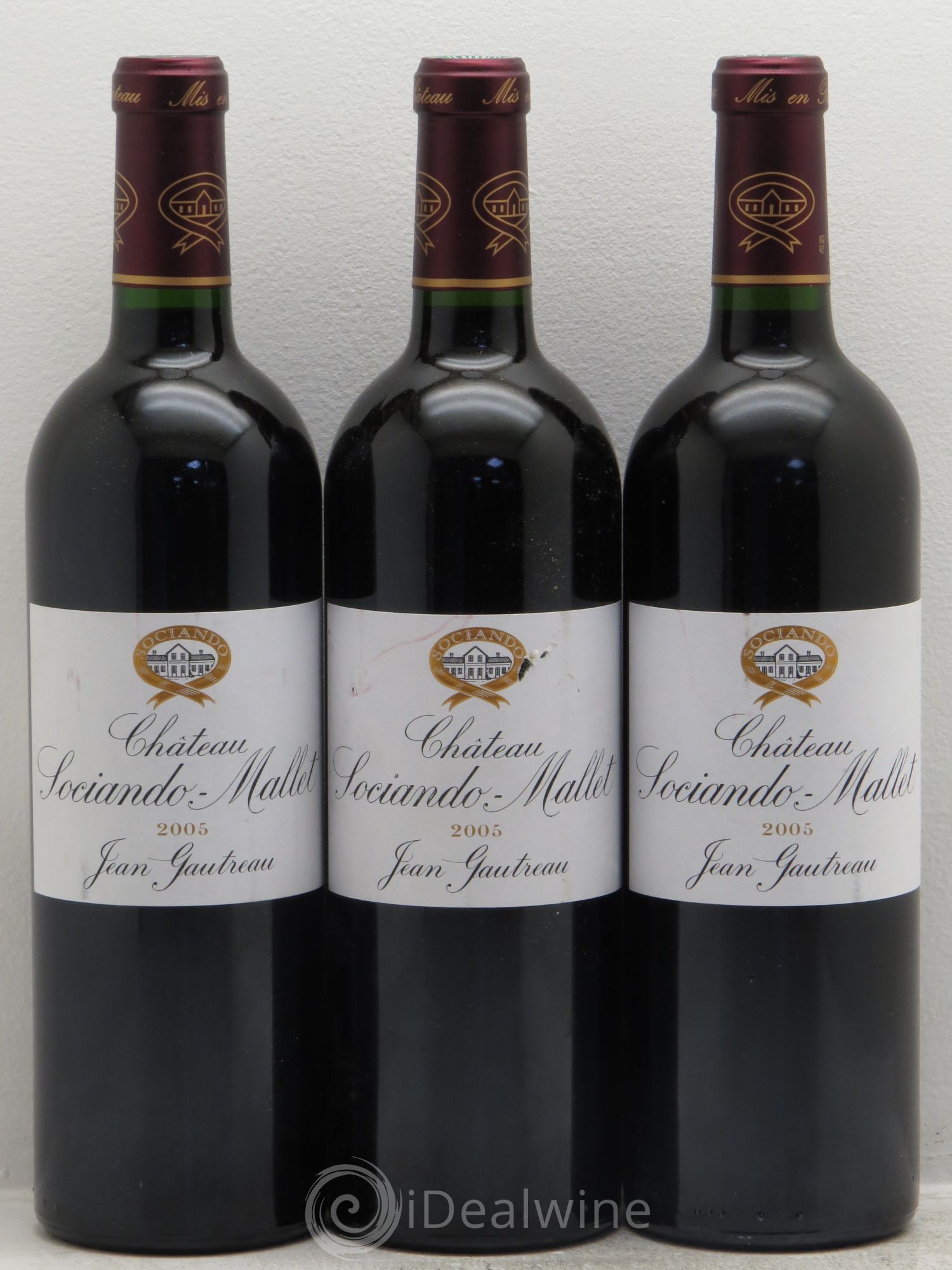 Château Sociando Mallet 2005 - Lot de 3 bouteilles - 0