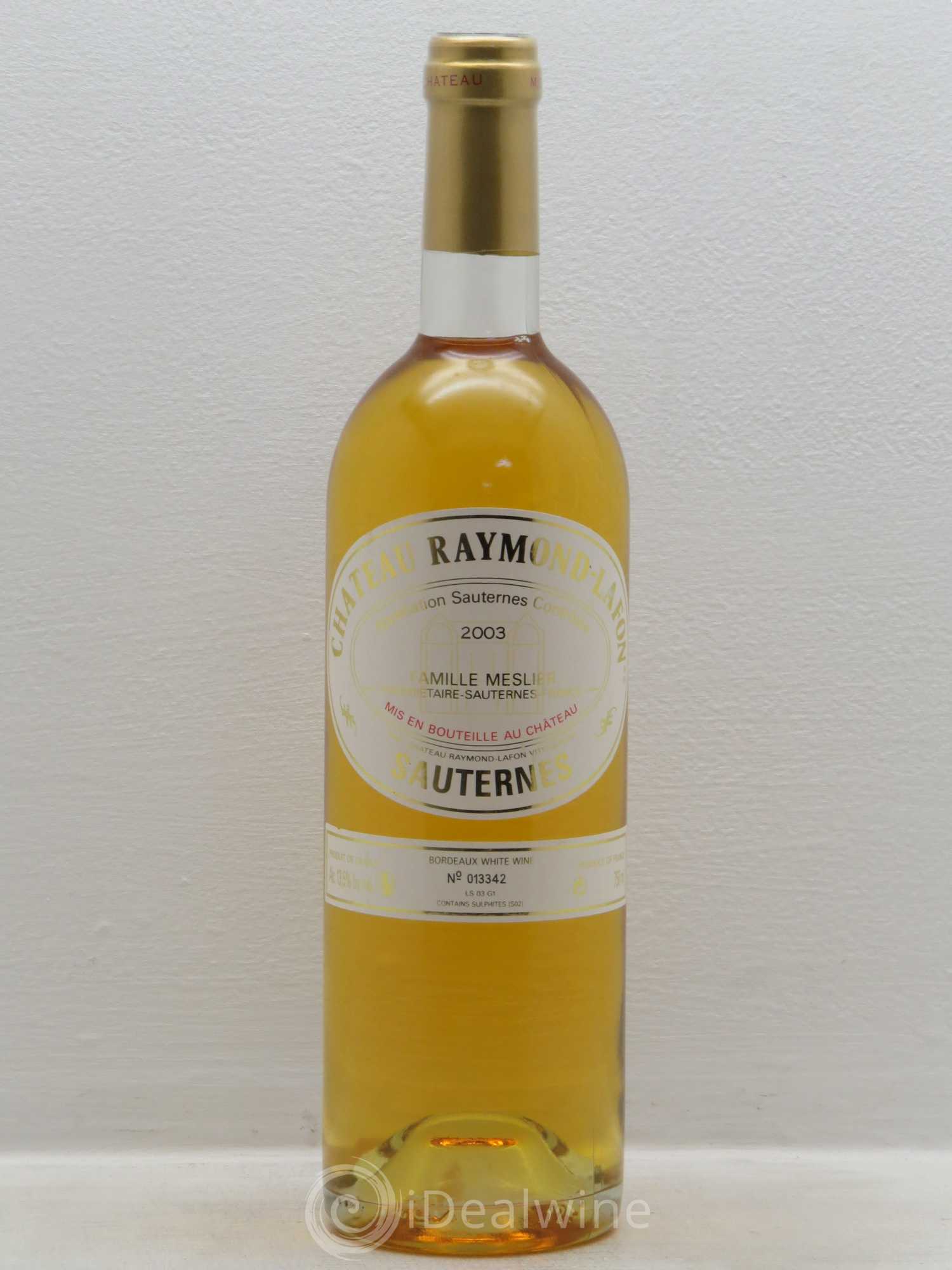 Château Raymond Lafon (senza prezzo di riserva) 2003 - Lotto di 1 bottiglia - 0