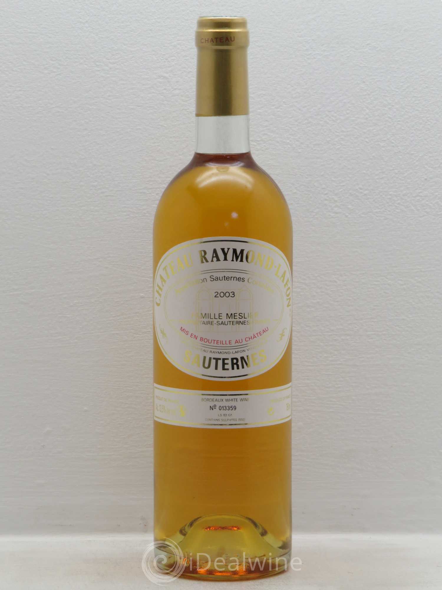 Château Raymond Lafon (senza prezzo di riserva) 2003 - Lotto di 1 bottiglia - 0