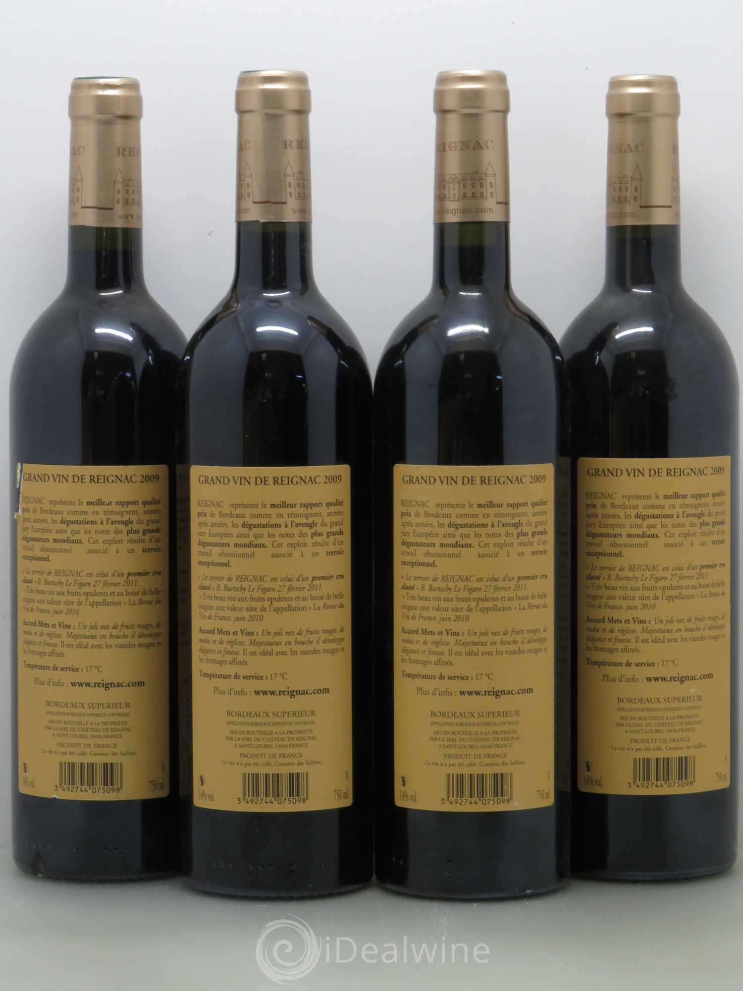Grand vin de Reignac 2009 - Lot de 4 bouteilles - 1