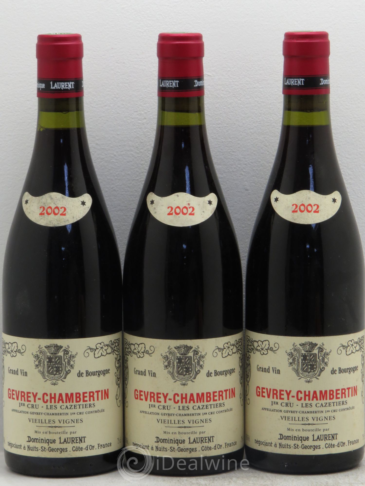 Gevrey-Chambertin 1er Cru Les Cazetiers Vieilles Vignes Dominique Laurent Vieilles Vignes 2002 - Lot de 3 bouteilles - 0