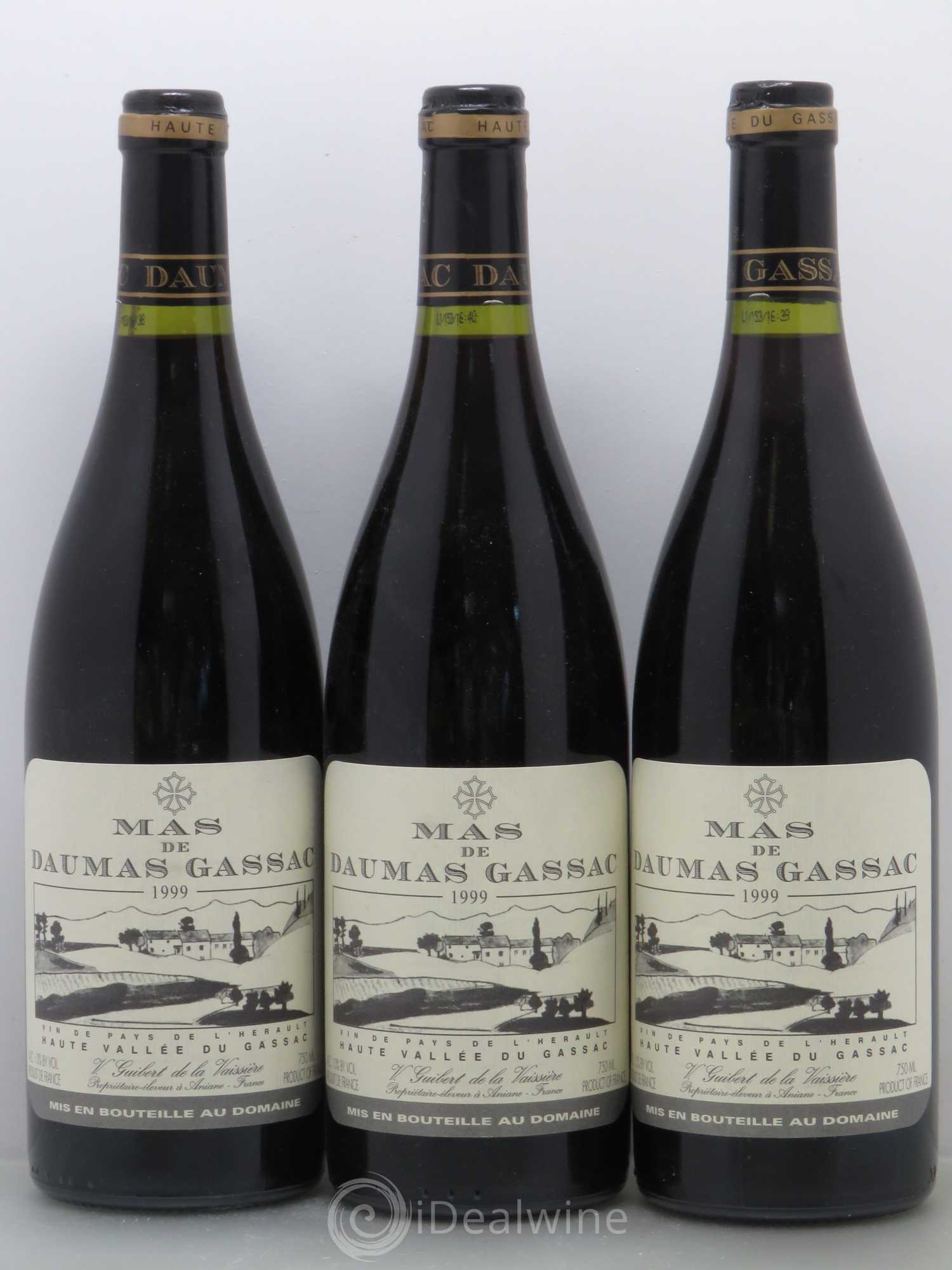 Saint-Guilhem-le-Désert - Cité d'Aniane Mas Daumas Gassac Famille Guibert de La Vaissière 1999 - Lot de 3 bouteilles - 0