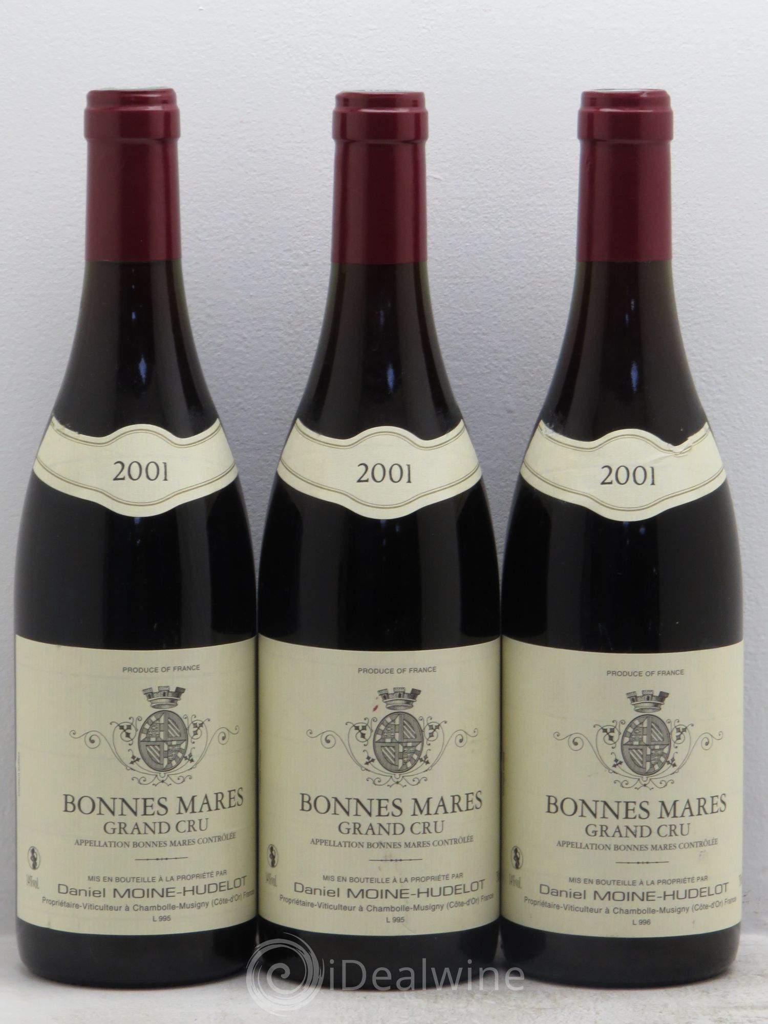 Bonnes-Mares Grand Cru Moine-Hudelot (Domaine) 2001 - Lot de 3 bouteilles - 0