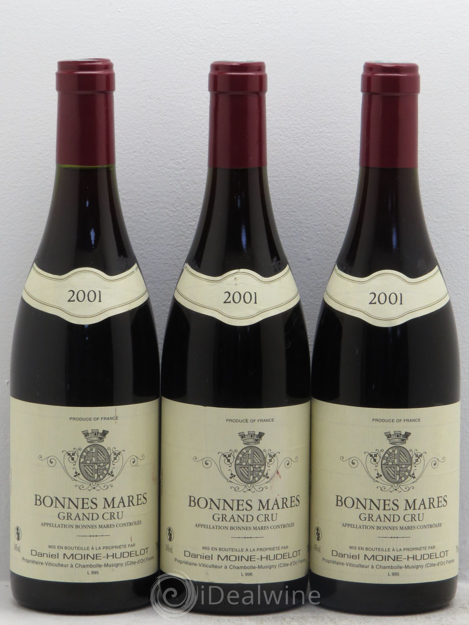 Bonnes-Mares Grand Cru Moine-Hudelot (Domaine) 2001 - Lot de 3 bouteilles - 0