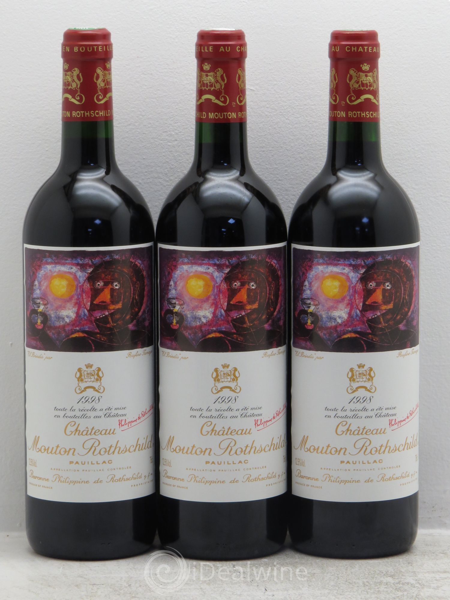 Château Mouton Rothschild 1er Grand Cru Classé 1998 - Lot de 3 bouteilles - 0