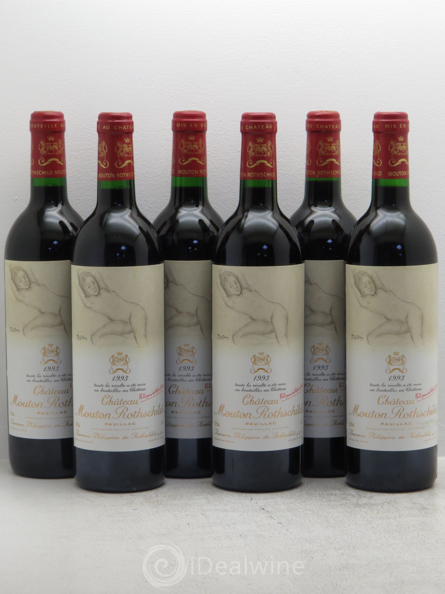 Château Mouton Rothschild 1er Grand Cru Classé 1993 - Lot de 6 bouteilles - 0