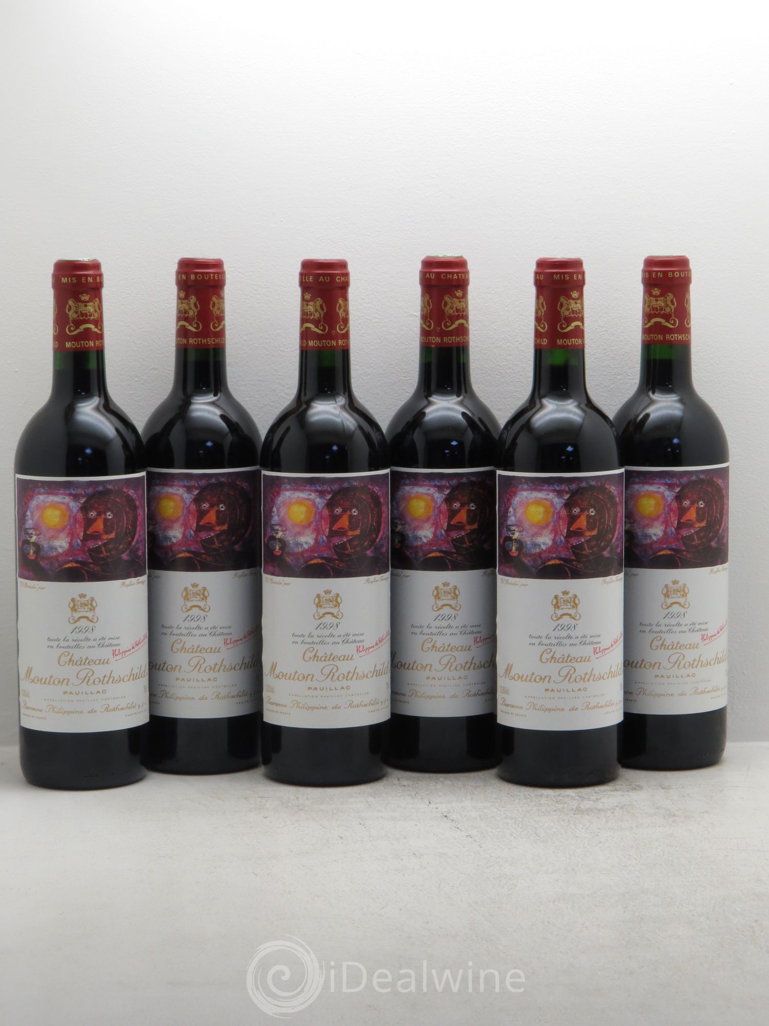 Château Mouton Rothschild 1er Grand Cru Classé 1998 - Lot de 6 bouteilles - 0