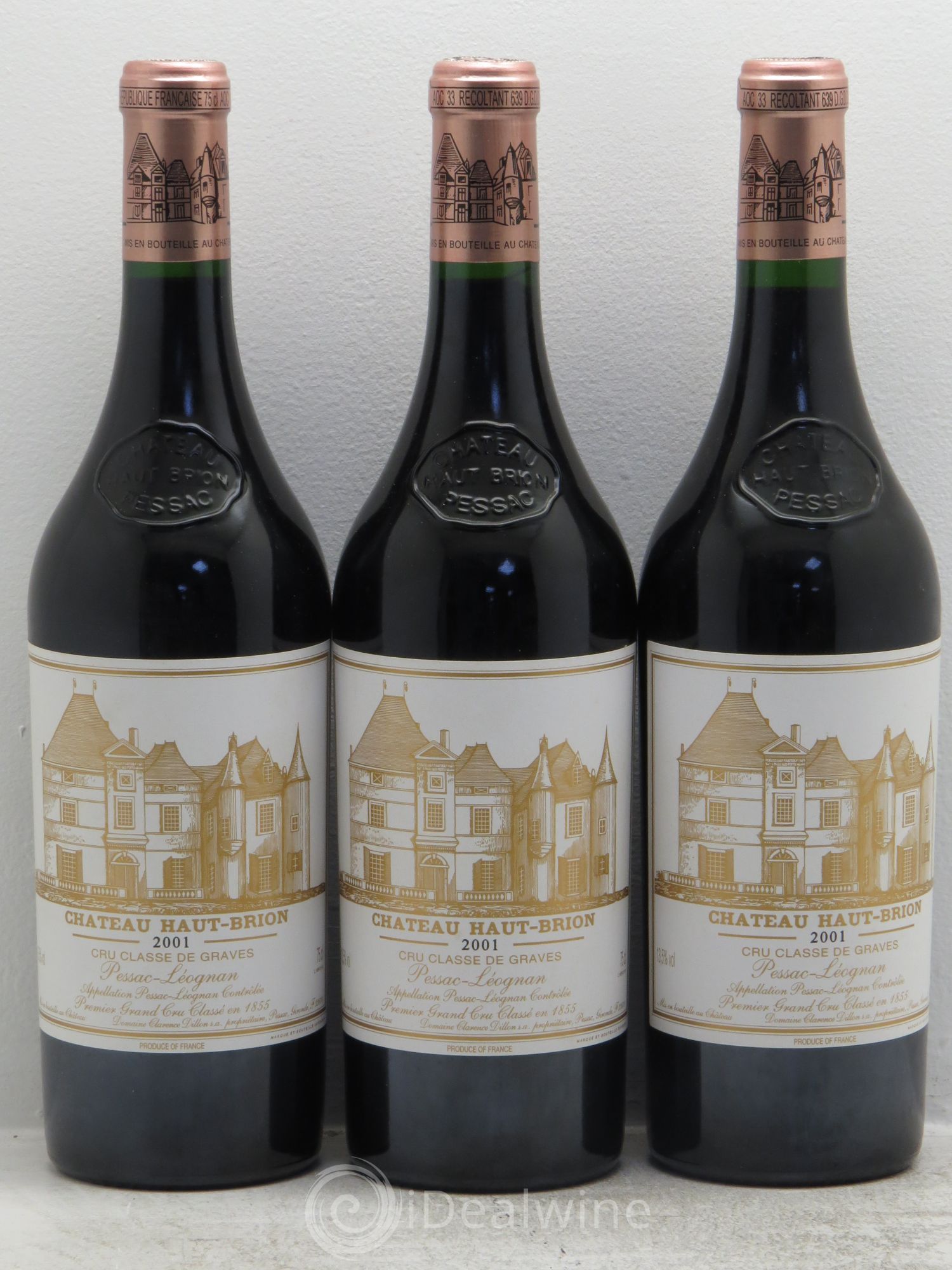 Château Haut Brion 1er Grand Cru Classé 2001 - Lot de 3 bouteilles - 0