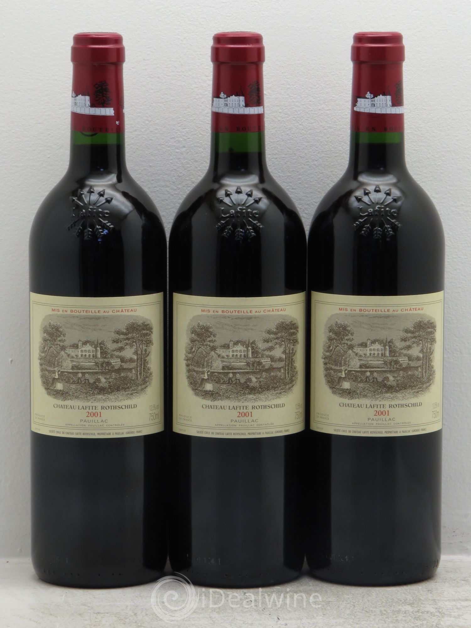Château Lafite Rothschild 1er Grand Cru Classé 2001 - Lot de 3 bouteilles - 0