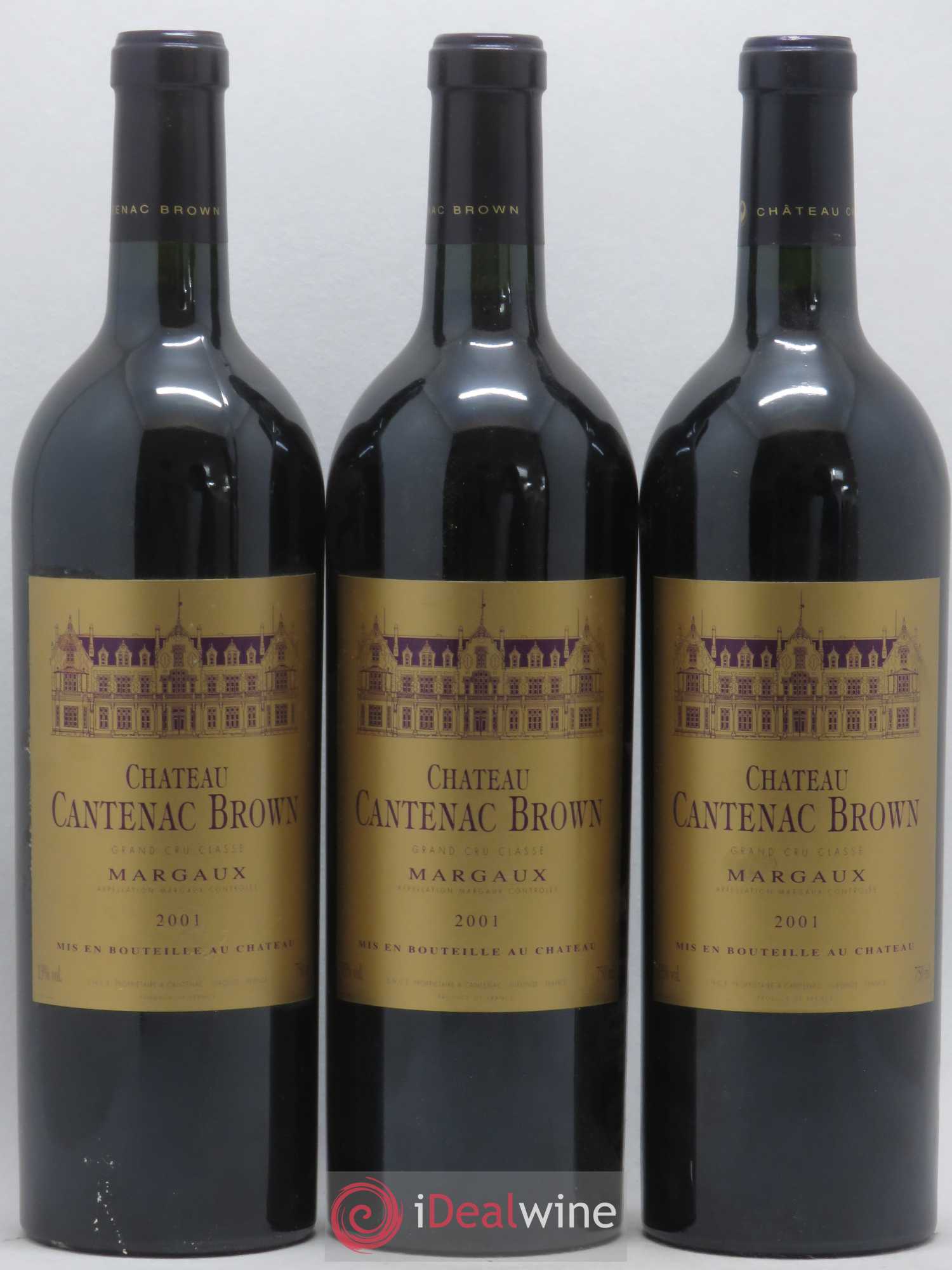 Château Cantenac Brown 3ème Grand Cru Classé 2001 - Lot de 3 bouteilles - 0