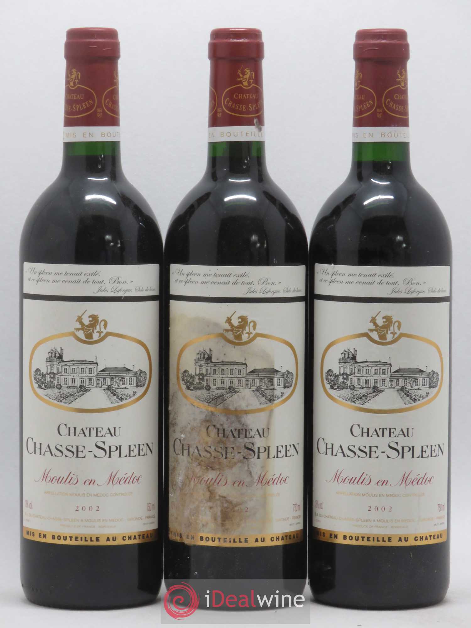 Château Chasse Spleen 2002 - Lot de 3 bouteilles - 0