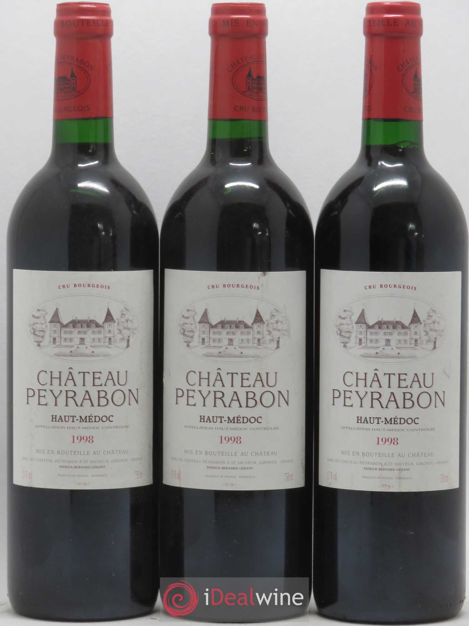 Château Peyrabon Cru Bourgeois 1998 - Lot de 3 bouteilles - 0