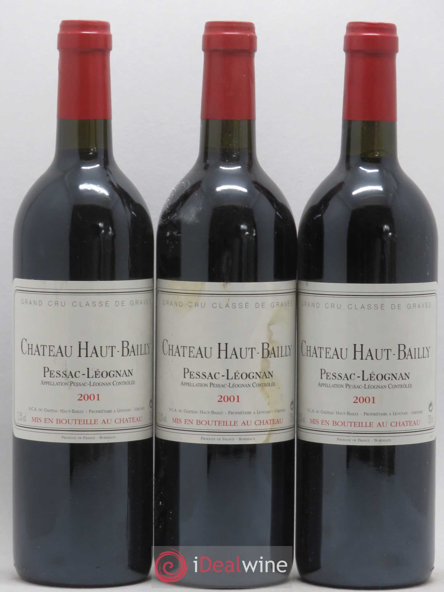 Château Haut-Bailly Cru Classé de Graves 2001 - Lot de 3 bouteilles - 0