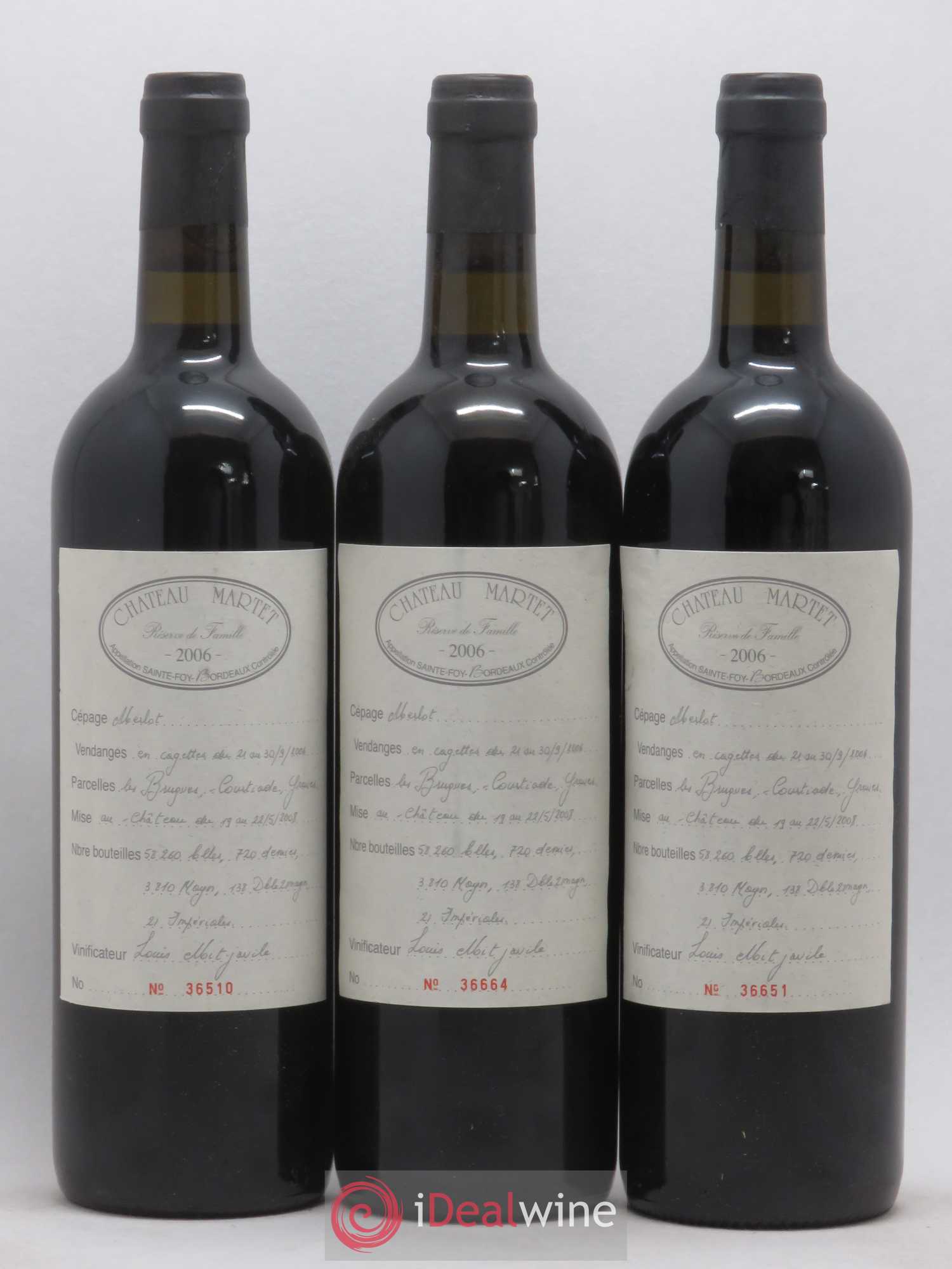 Sainte-Foy-Bordeaux Château Martet Reserve de Famille 2006 - Posten von 12 Flaschen - 2