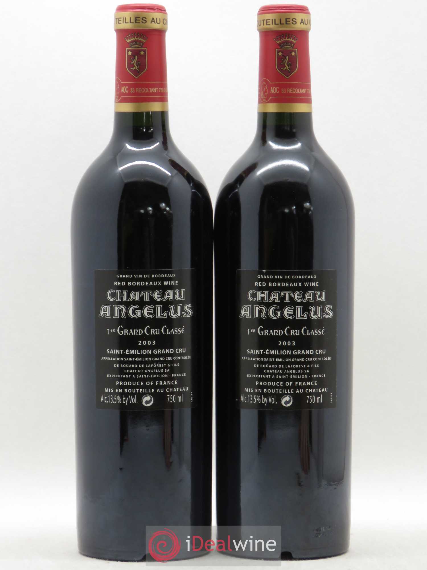 Château Angélus 1er Grand Cru Classé A 2003 - Lot de 2 bouteilles - 1