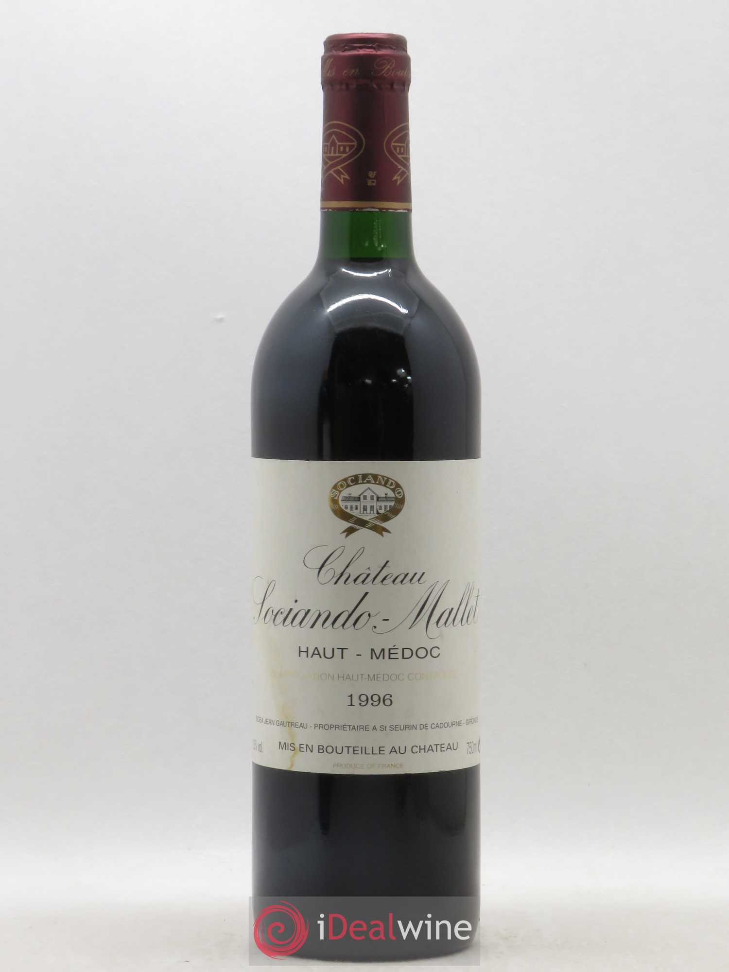 Château Sociando Mallet 1996 - Lot de 1 bouteille - 0