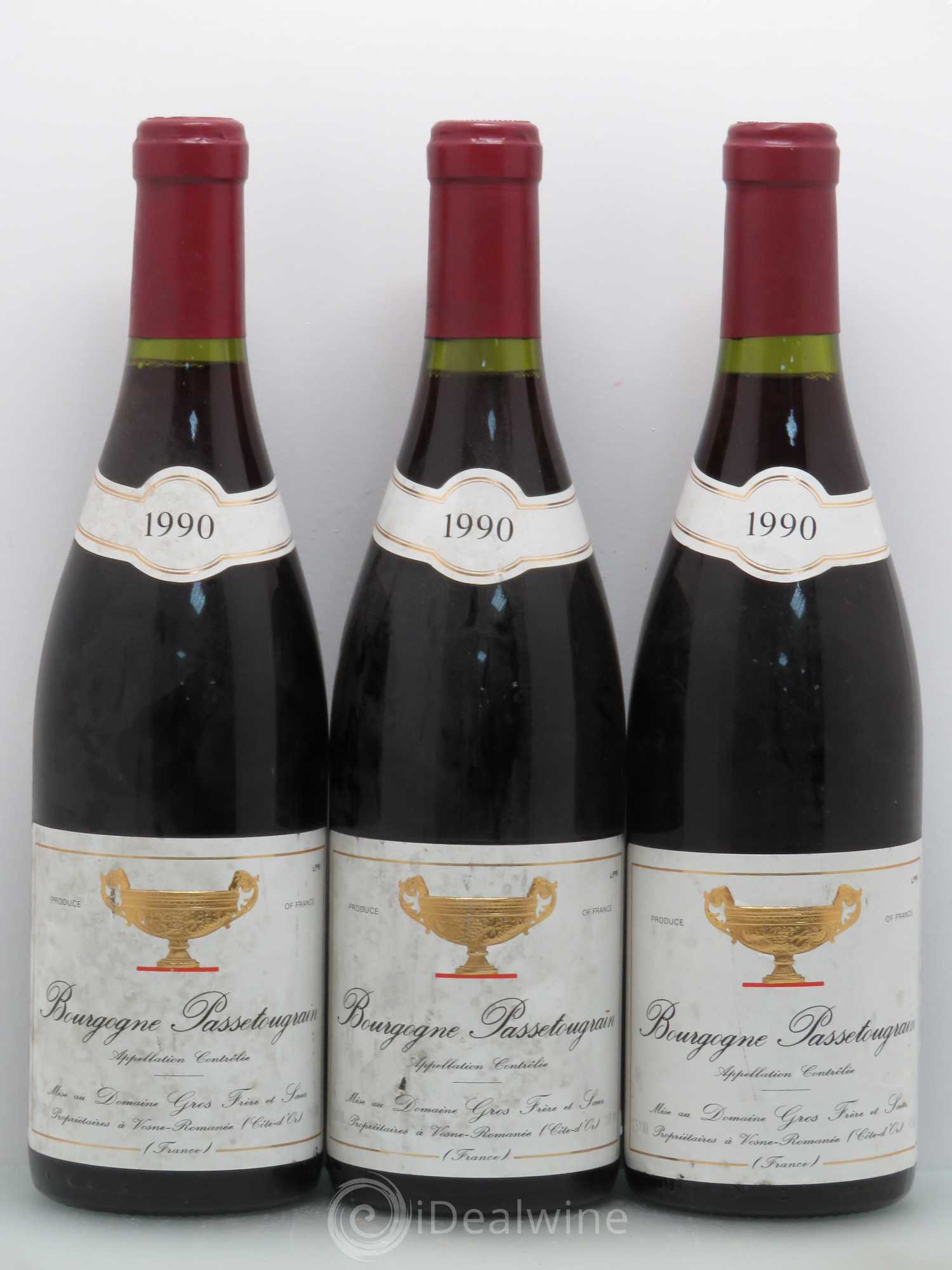 Bourgogne Passetougrain Gros Freres Et Soeurs 1990 - Posten von 3 Flaschen - 0
