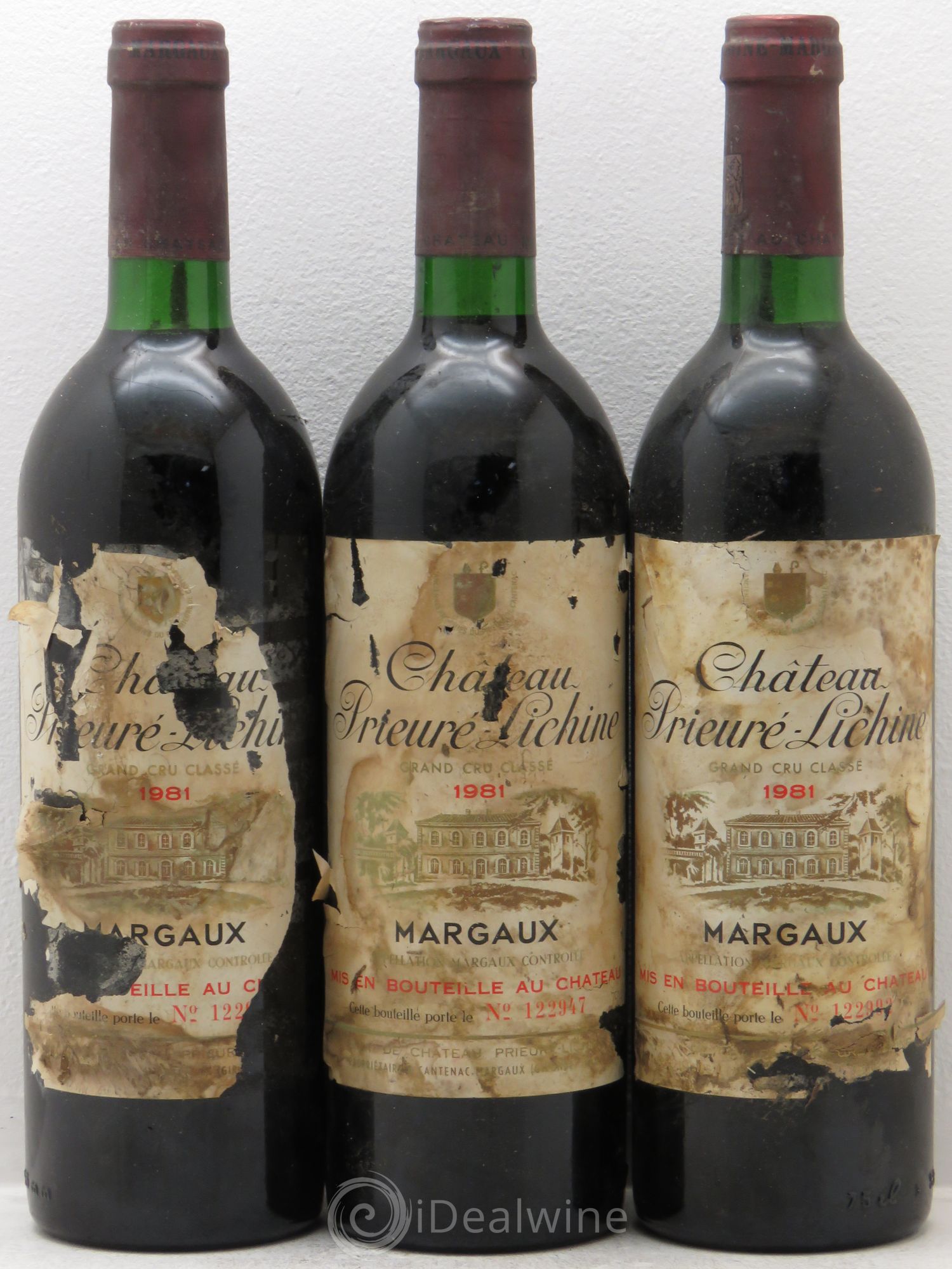 Château Prieuré Lichine 4ème Grand Cru Classé 1981 - Lot de 3 bouteilles - 0
