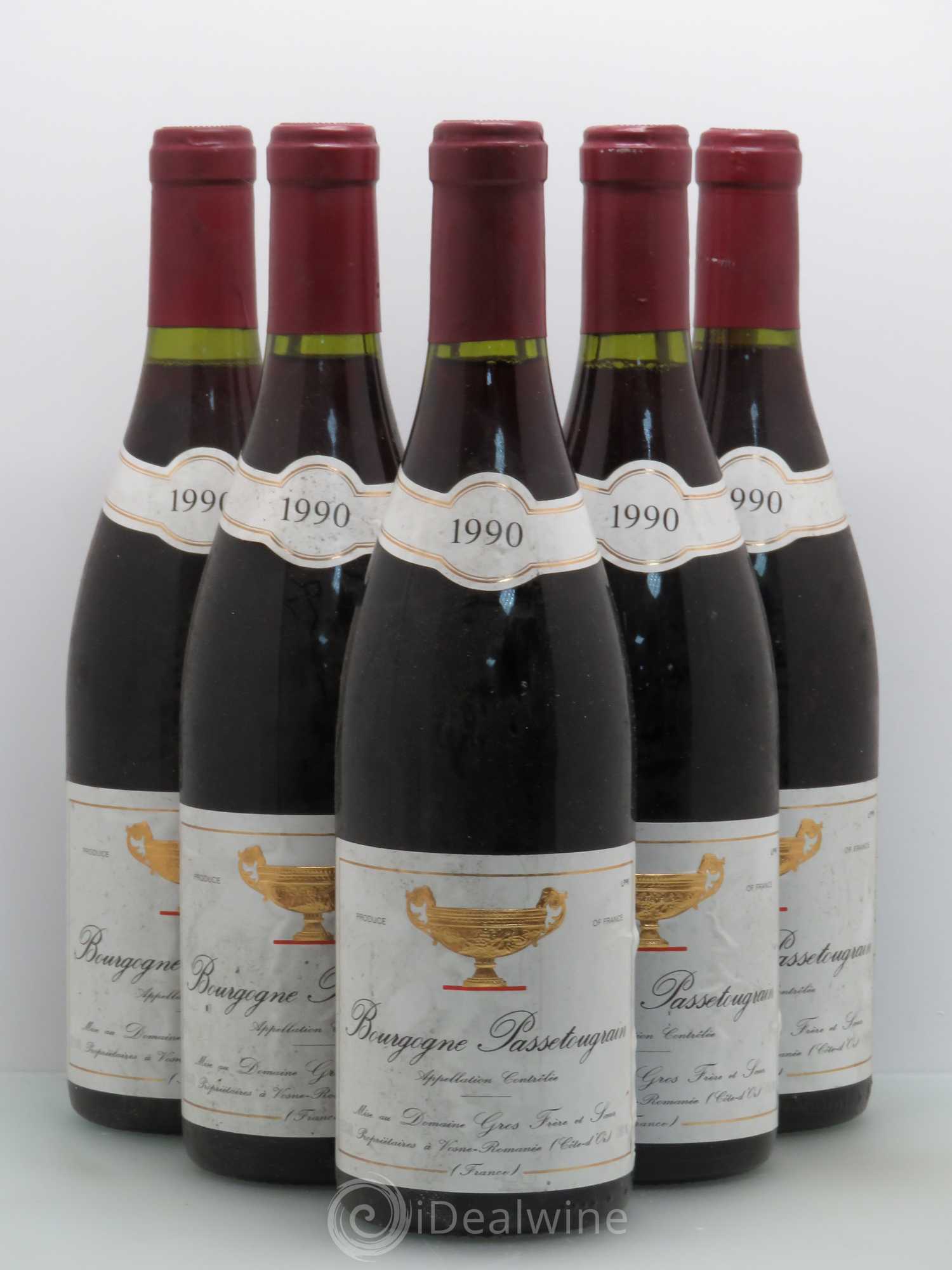 Bourgogne Passetougrain Gros Freres Et Soeurs 1990 - Posten von 5 Flaschen - 0