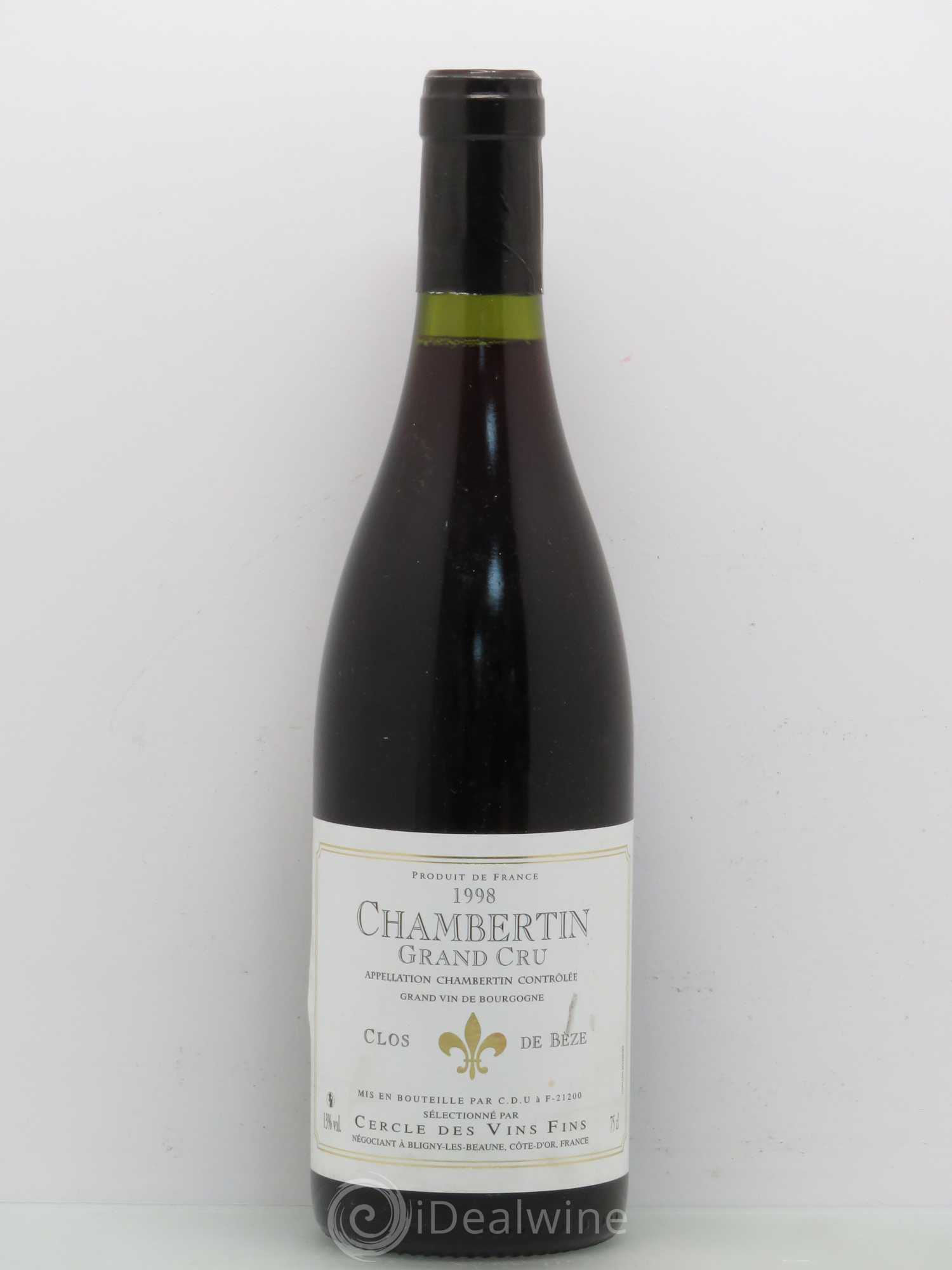 Chambertin Clos de Bèze Grand Cru Cercle Des Vins Fins 1998 - Posten von 1 Flasche - 0