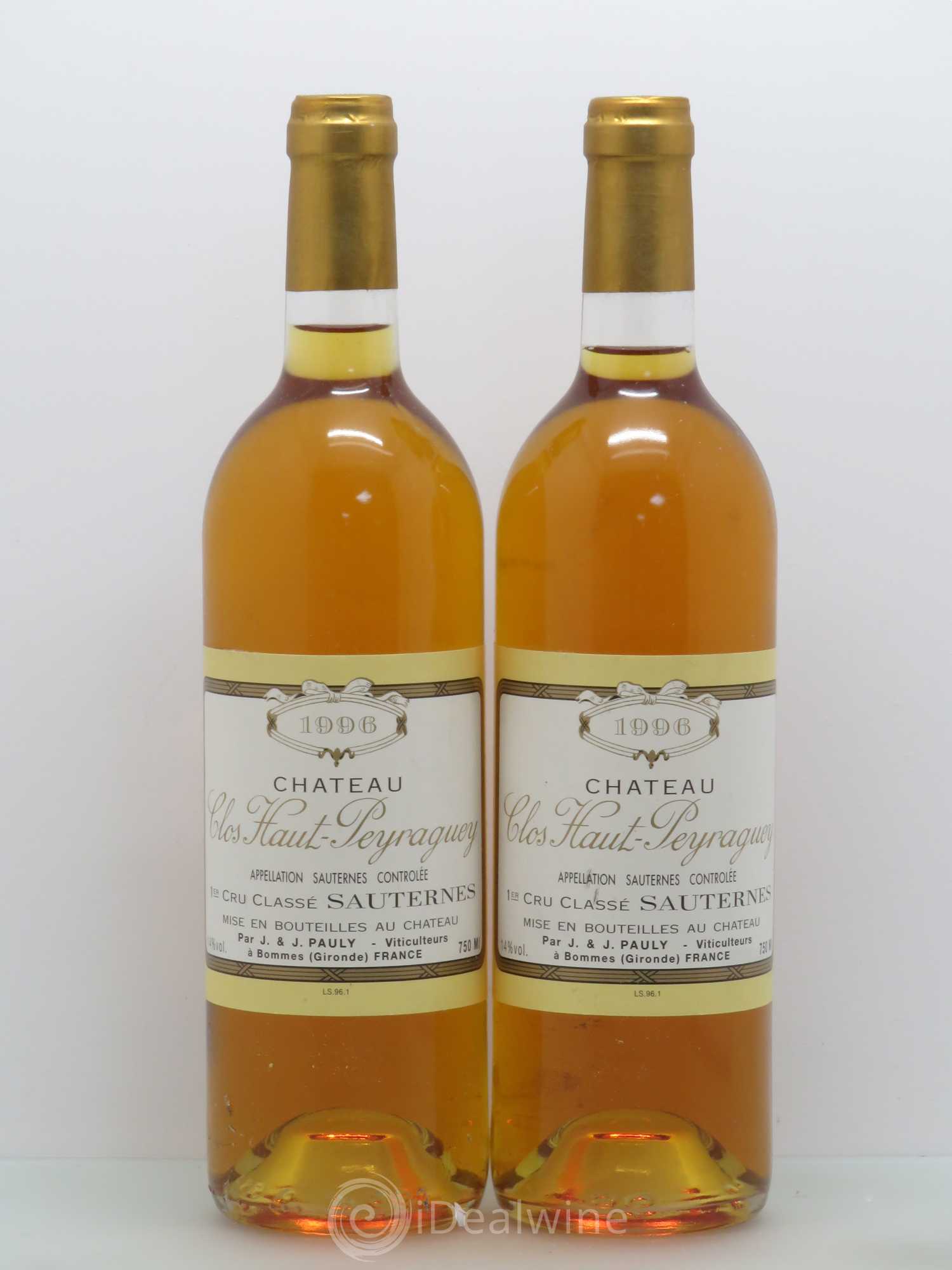 Clos Haut-Peyraguey 1er Grand Cru Classé 1996 - Lotto di 2 bottiglie - 0