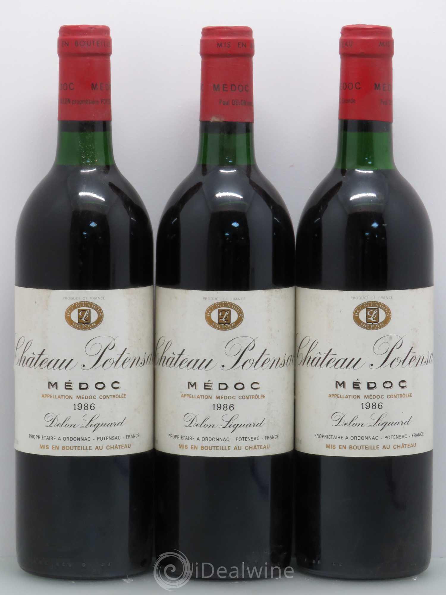 Château Potensac 1986 - Lot de 3 bouteilles - 0