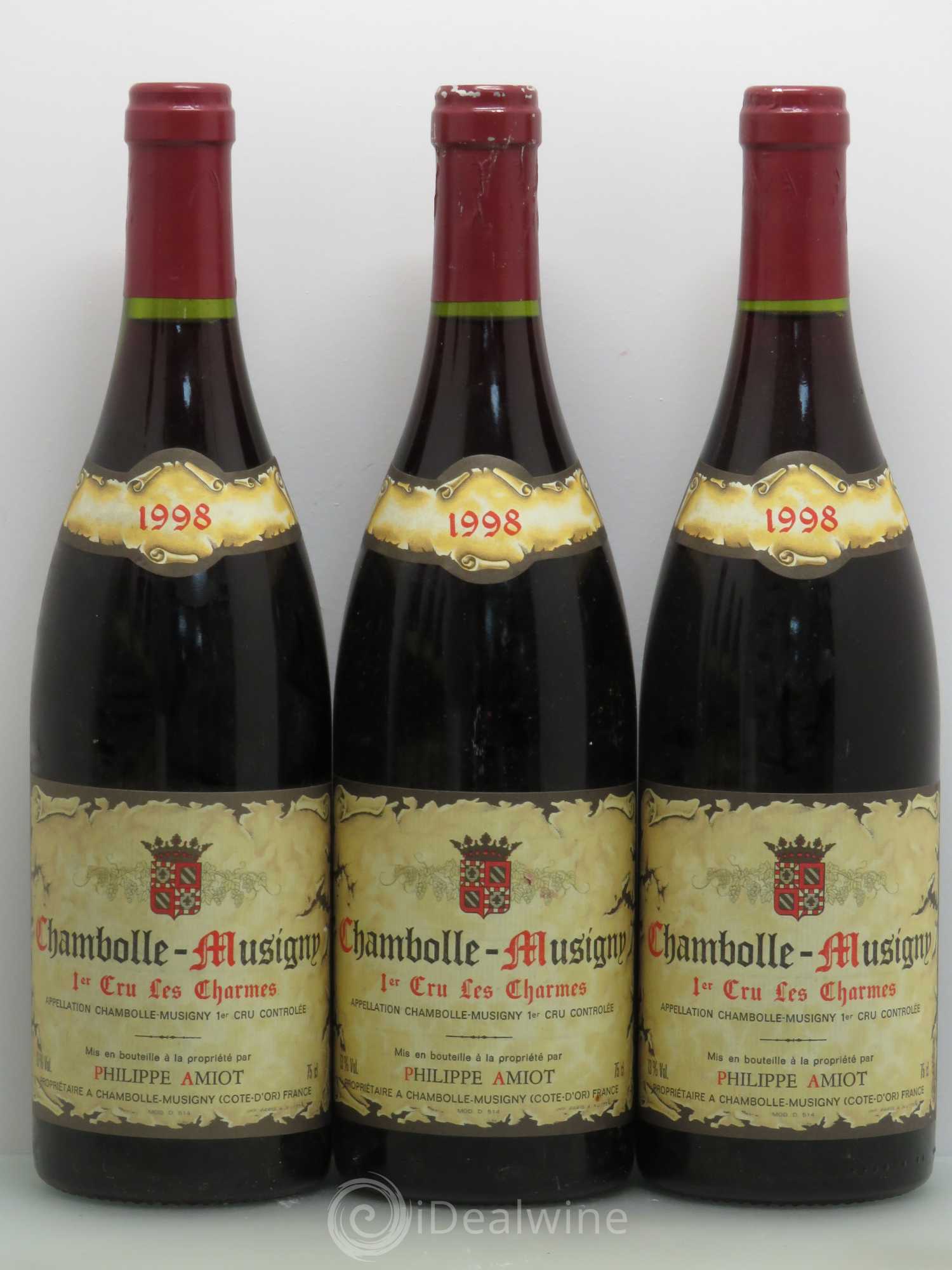 Chambolle-Musigny 1er Cru Charmes P.Amiot 1998 - Lot de 3 bouteilles - 0