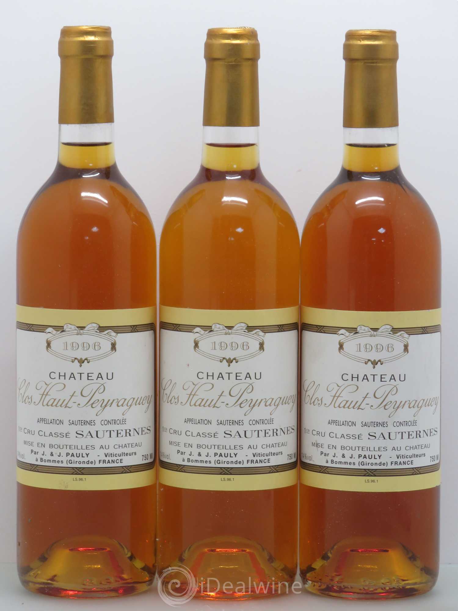 Clos Haut-Peyraguey 1er Grand Cru Classé (senza prezzo di riserva) 1996 - Lotto di 3 bottiglie - 0
