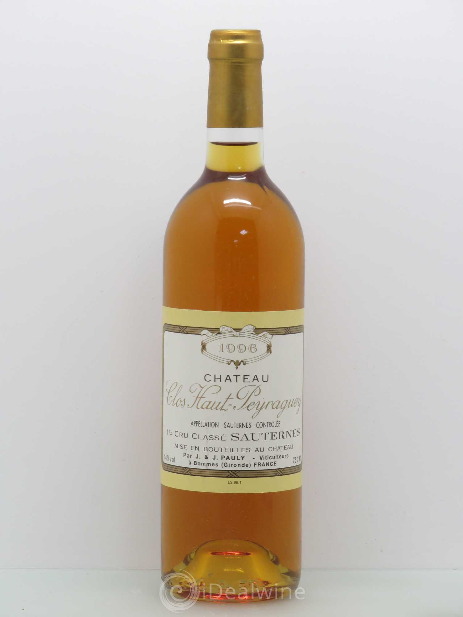 Clos Haut-Peyraguey 1er Grand Cru Classé 1996 - Lotto di 1 bottiglia - 0
