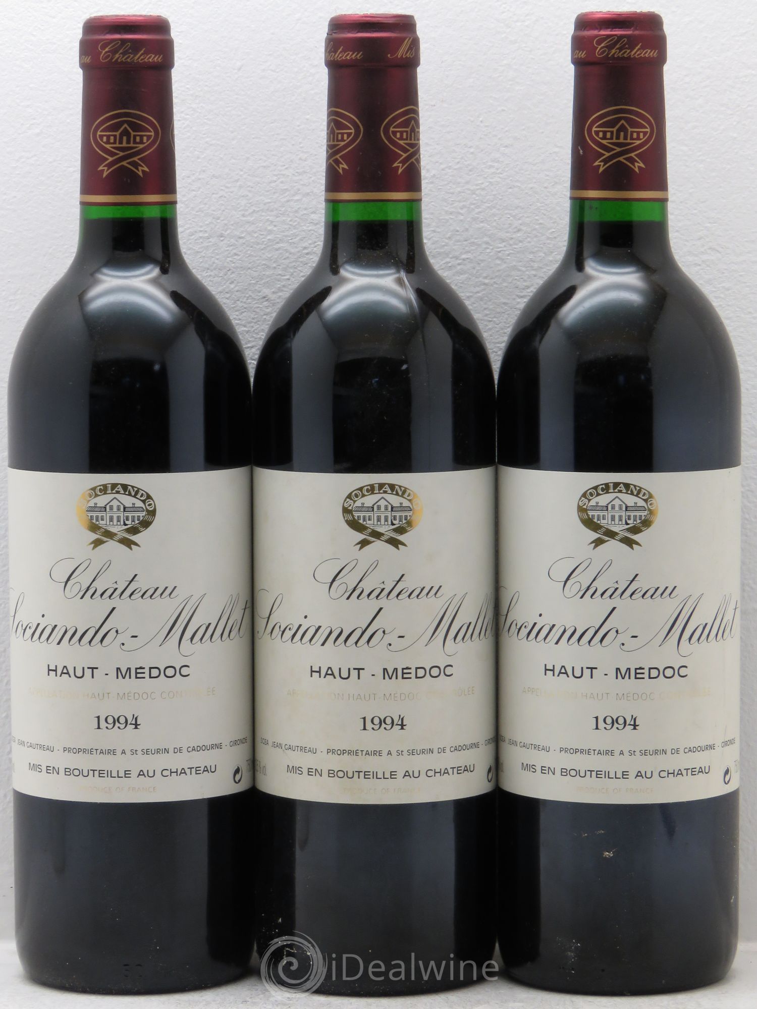 Château Sociando Mallet 1994 - Lot de 3 bouteilles - 0