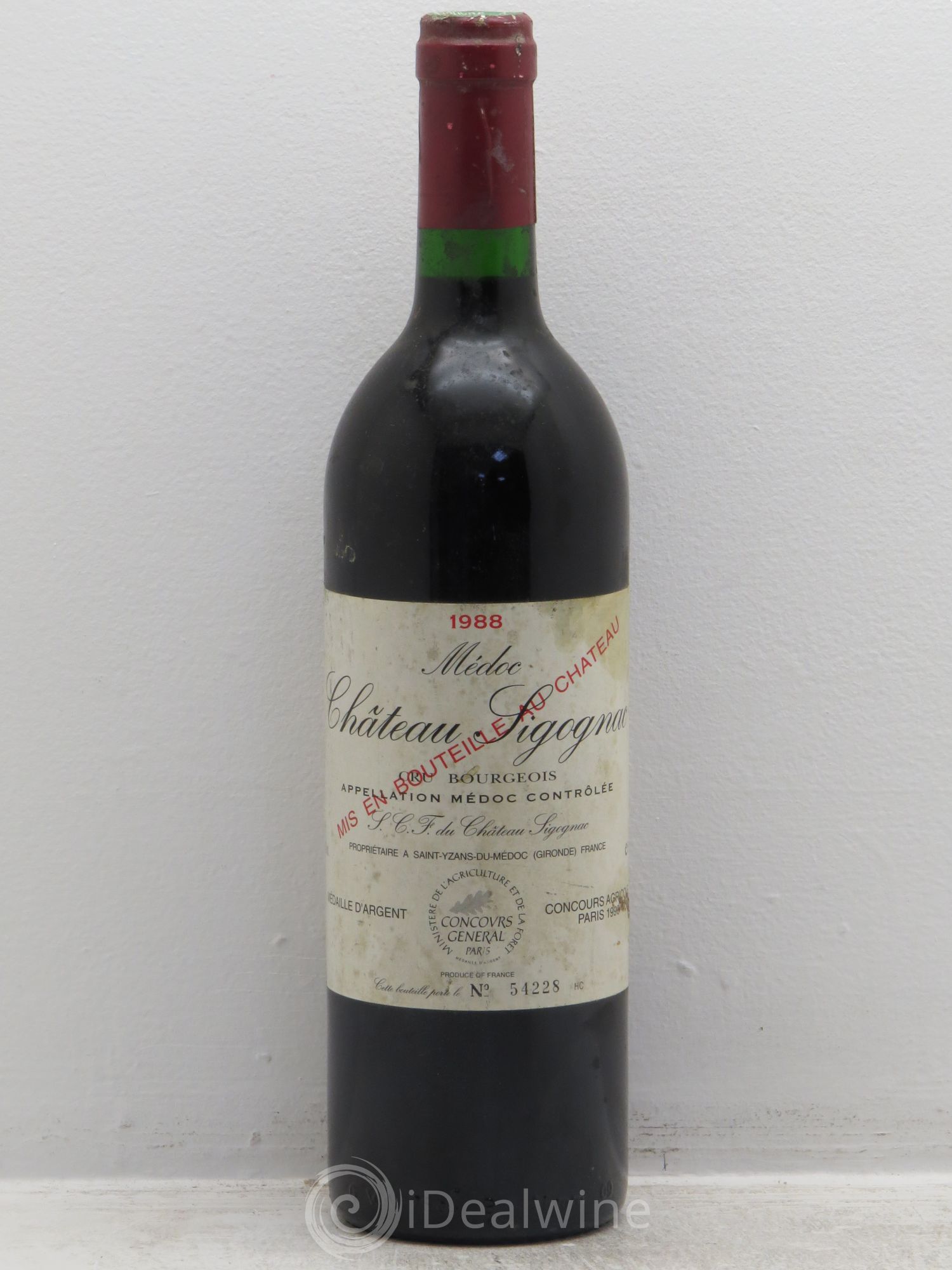 Château Sigognac Cru Bourgeois 1988 - Lot de 1 bouteille - 0