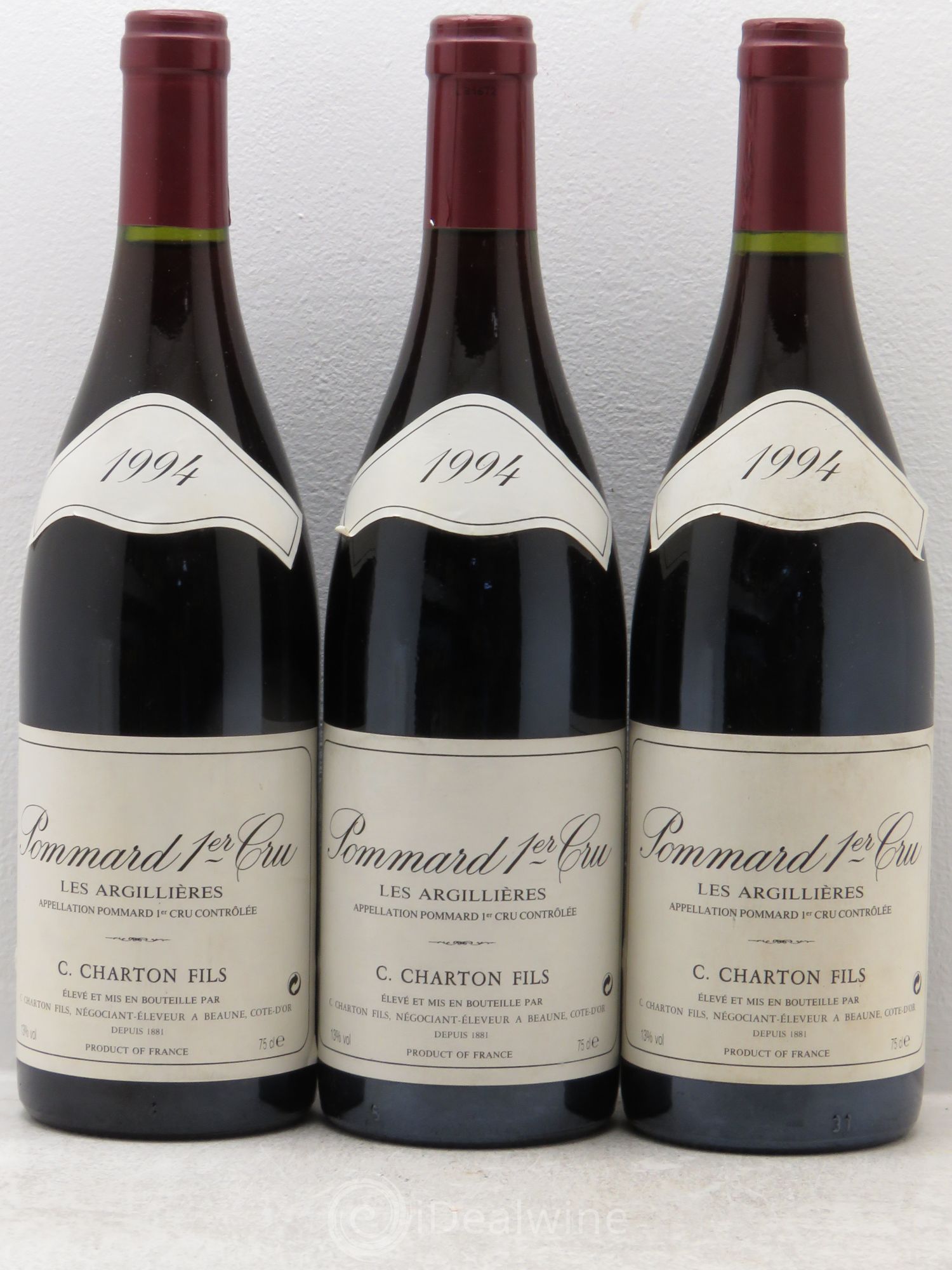 Pommard 1er Cru Les Argillières - Charton et fils 1994 - Posten von 3 Flaschen - 0