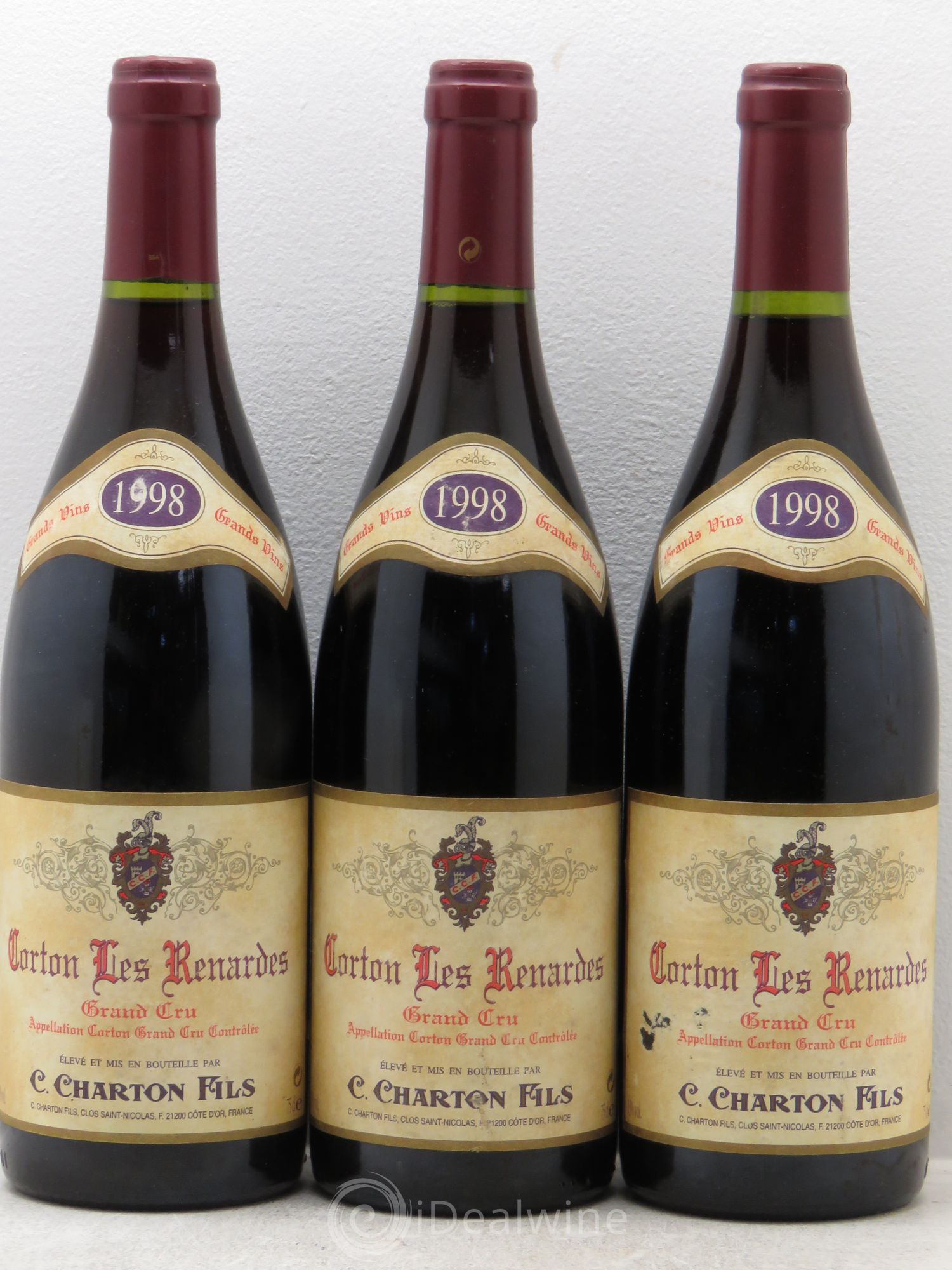Corton Grand Cru Charton et fils 1998 - Posten von 3 Flaschen - 0