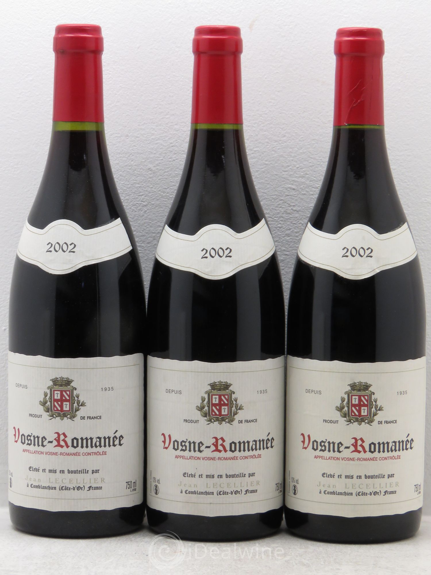 Vosne-Romanée Jean Lecellier 2002 - Lot de 3 bouteilles - 0