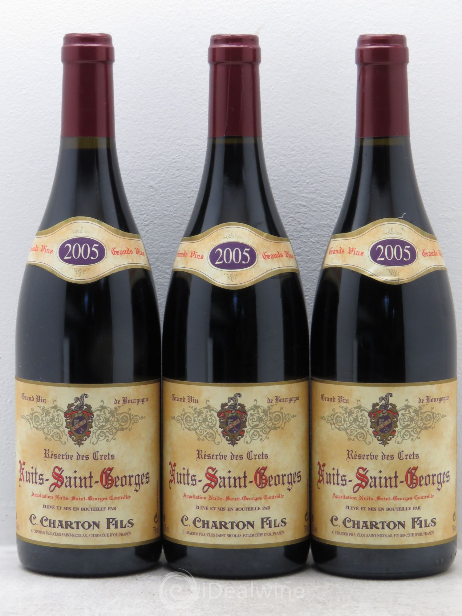 Nuits-Saint-Georges Réserve des Crets - Charton et fils 2005 - Posten von 3 Flaschen - 0