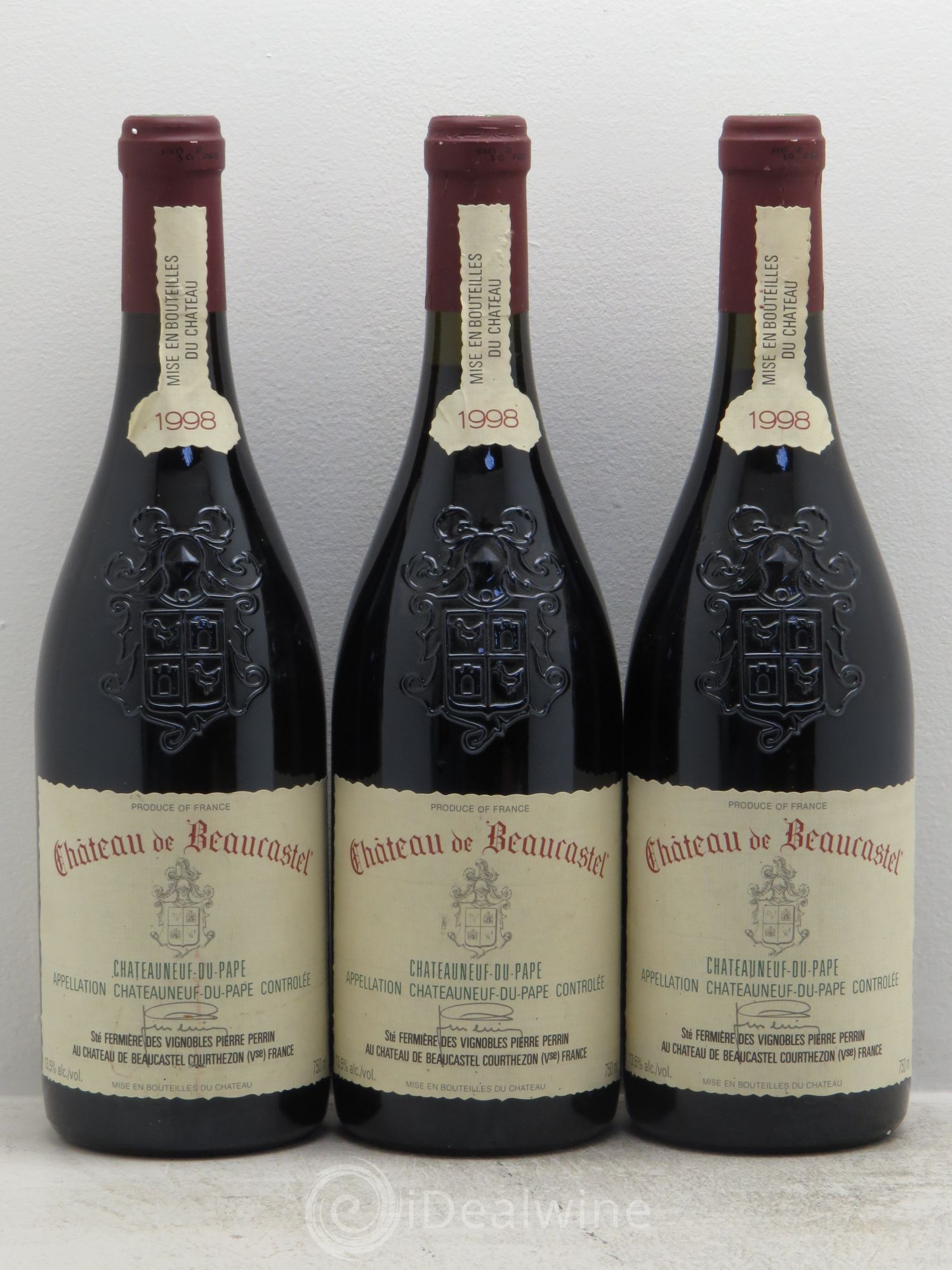 Châteauneuf-du-Pape Château de Beaucastel Famille Perrin 1998 - Lot de 3 bouteilles - 0