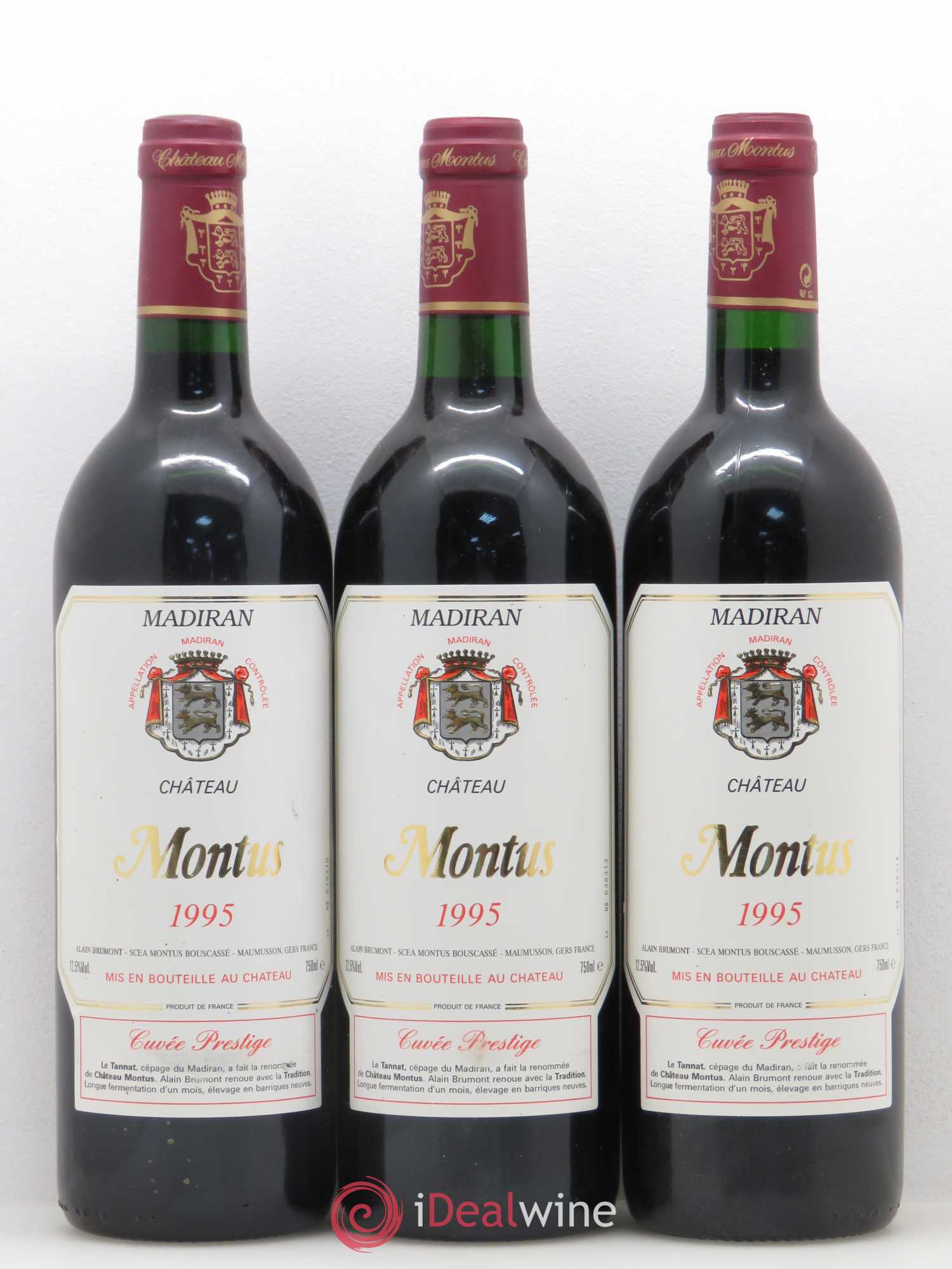 Madiran Château Montus-Prestige Alain Brumont 1995 - Lot de 3 bouteilles - 0