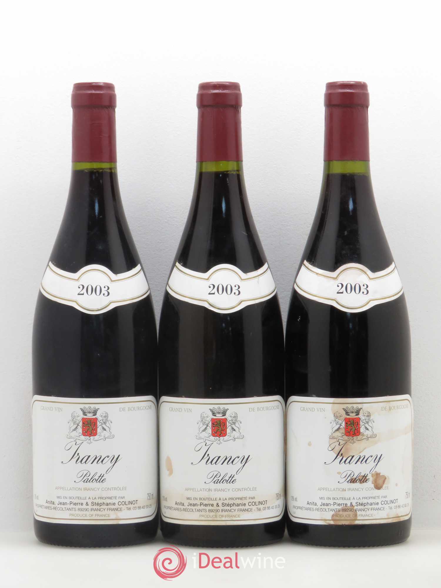 Irancy Palotte Colinot 2003 - Lot de 3 bouteilles - 0