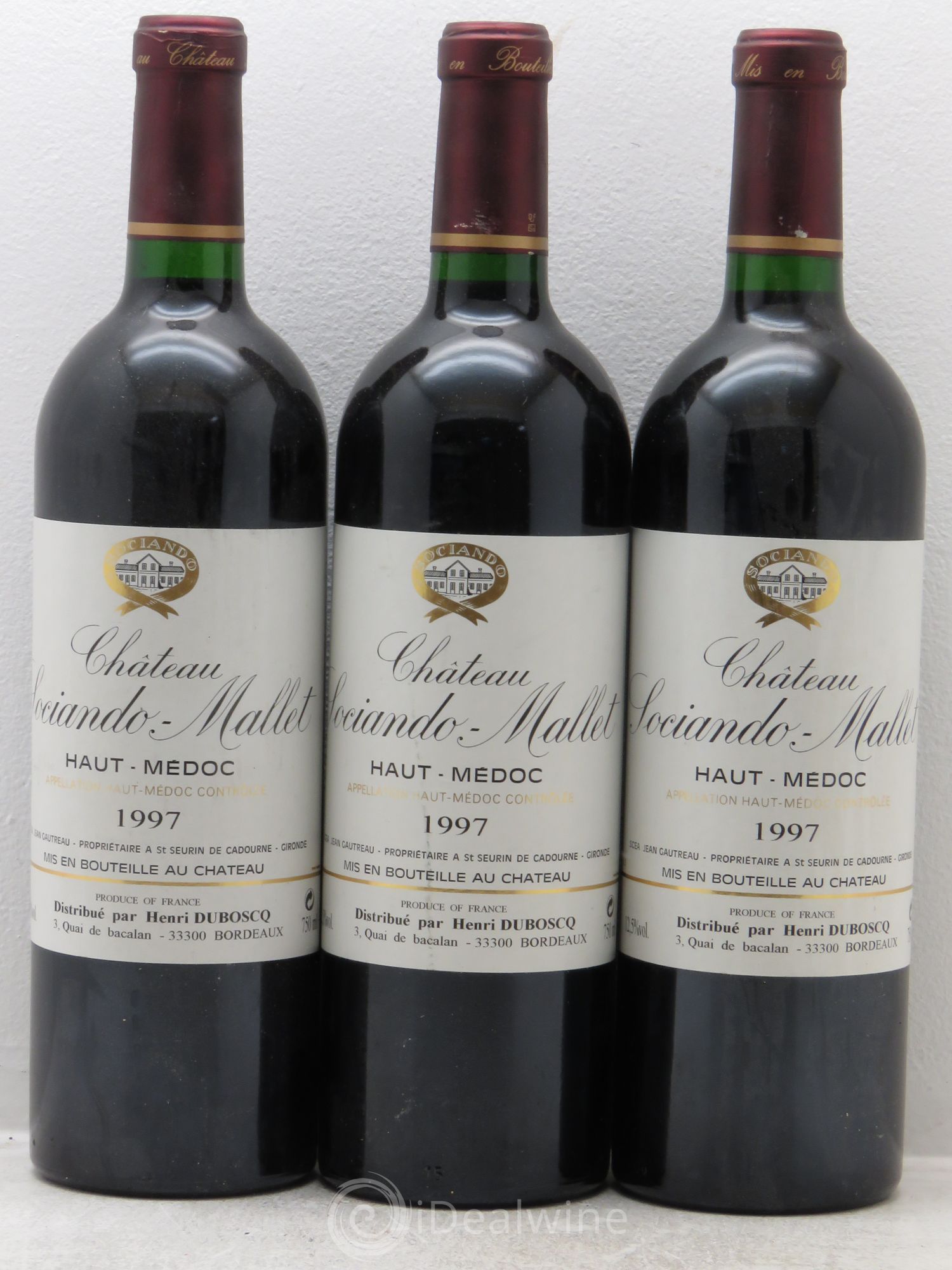 Château Sociando Mallet 1997 - Lot de 3 bouteilles - 0