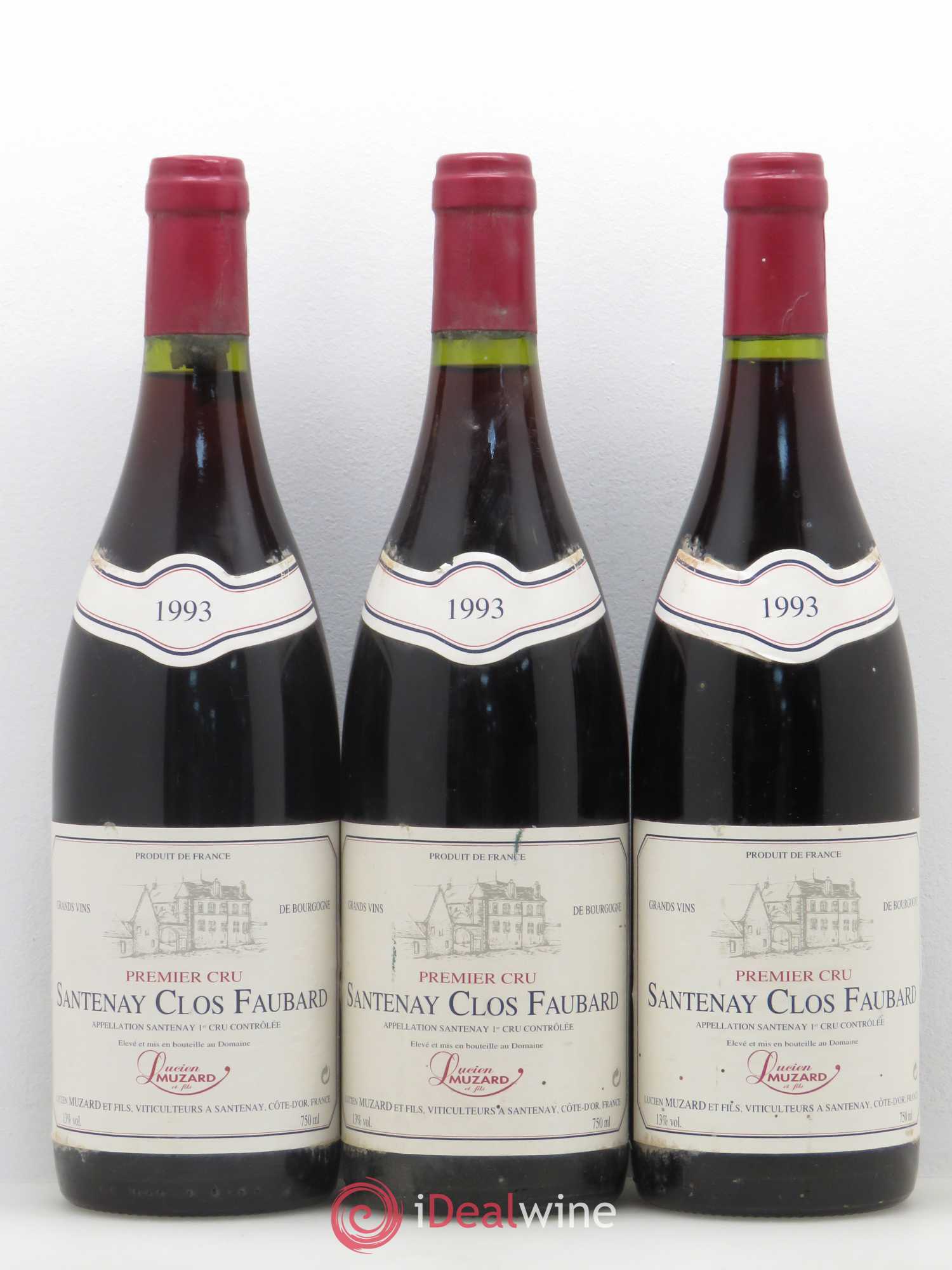 Santenay 1er Cru Clos Faubard Lucien Muzard et Fils 1993 - Lot de 3 bouteilles - 0
