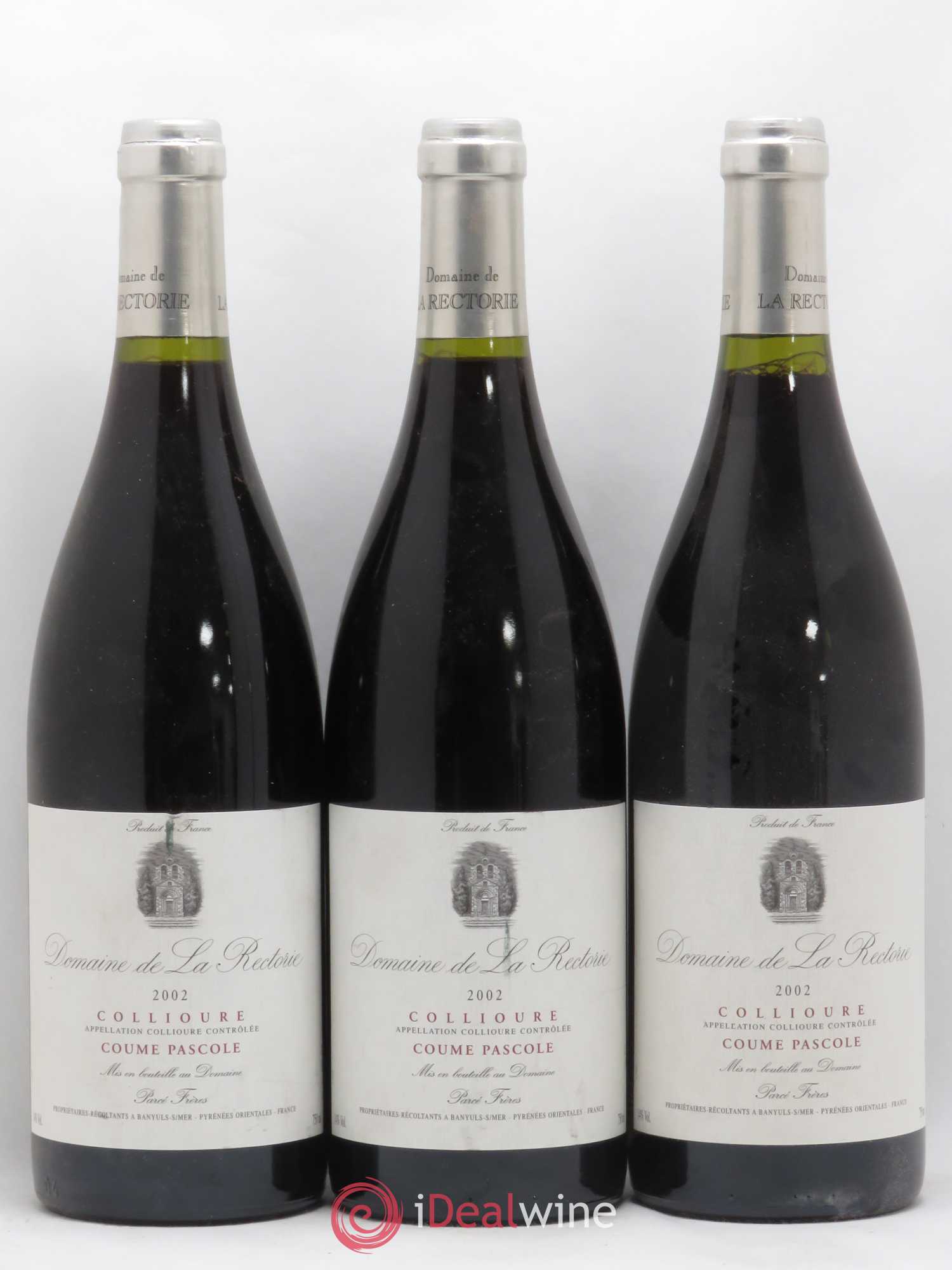 Collioure La Rectorie (Domaine de) Côté Mer Thierry et Jean Emmanuel Parcé Coume Pascole 2002 - Lot de 3 bouteilles - 0