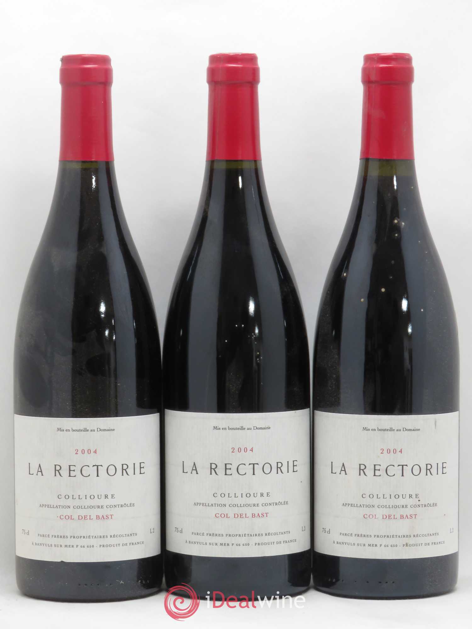 Collioure La Rectorie (Domaine de) Côté Mer Thierry et Jean Emmanuel Parcé Col Del Bast 2004 - Lot de 3 bouteilles - 0