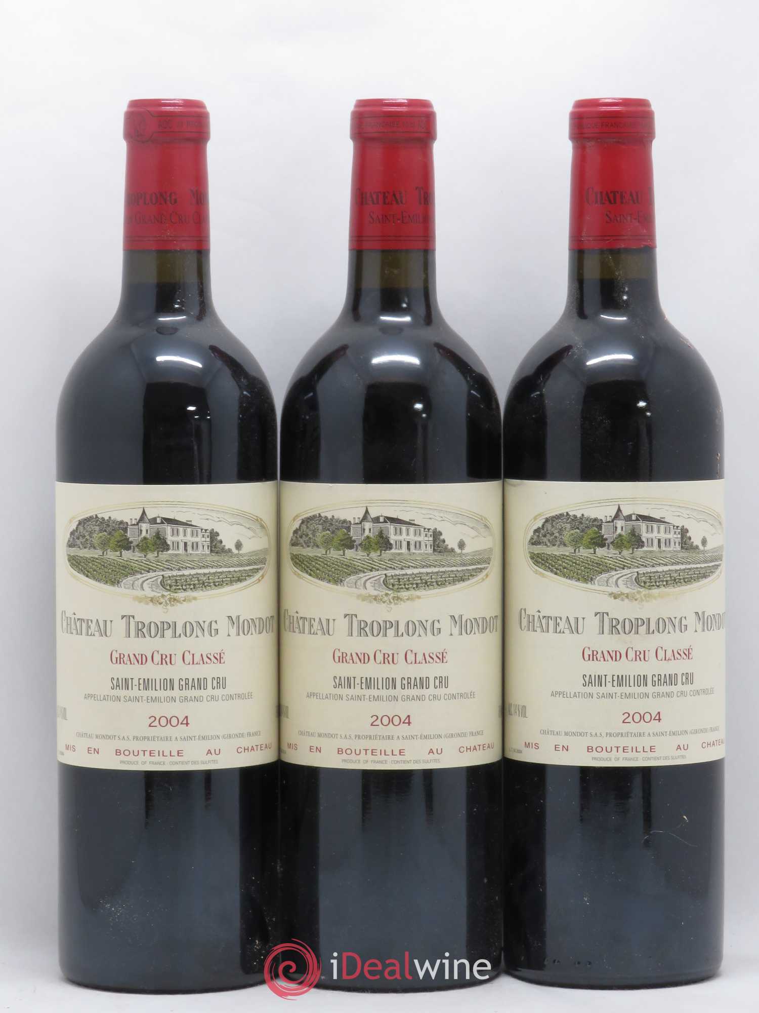 Château Troplong Mondot 1er Grand Cru Classé B 2004 - Lot de 3 bouteilles - 0