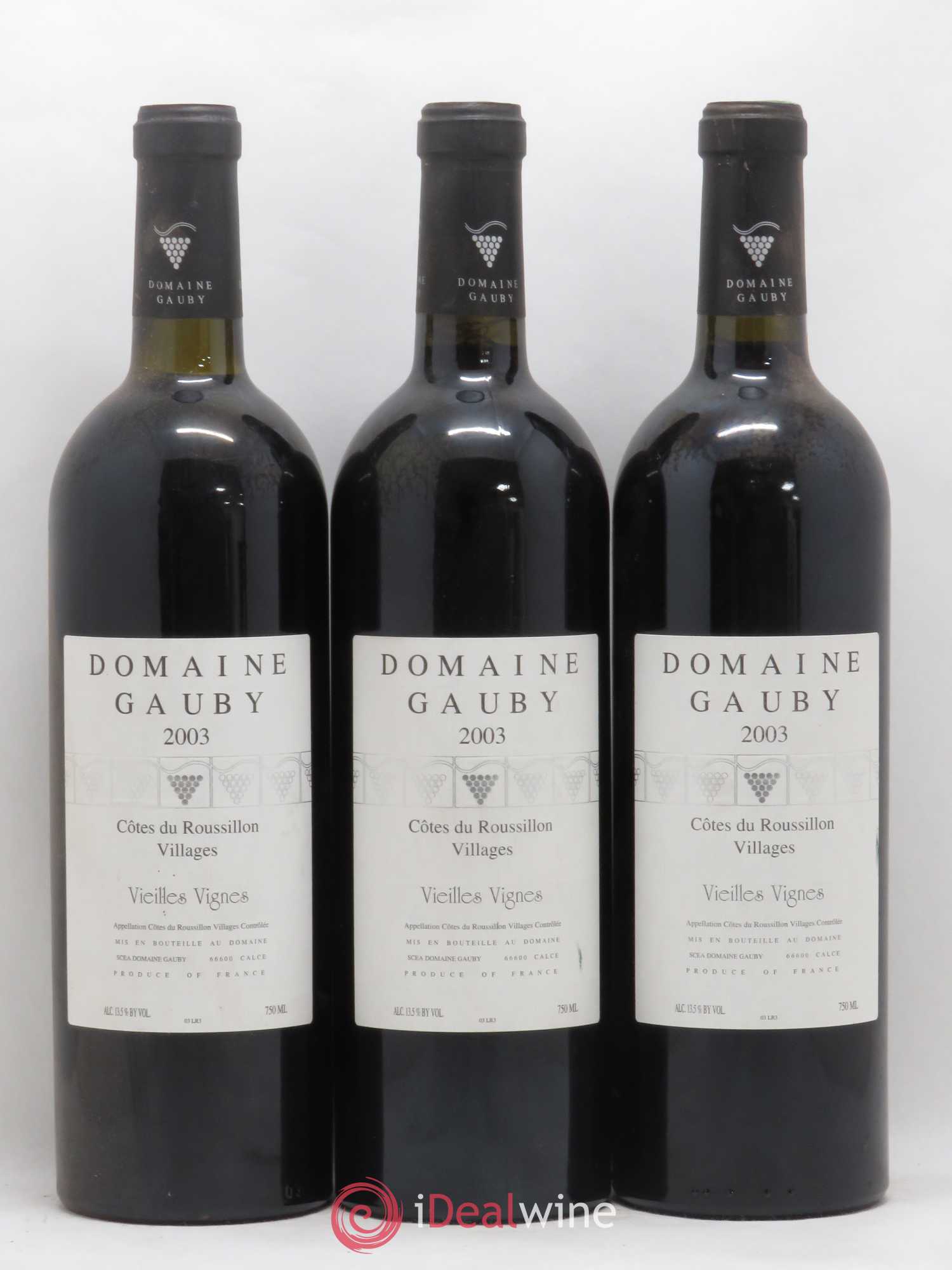 Côtes du Roussillon Villages Vieilles vignes Gauby (Domaine) 2003 - Lot de 3 bouteilles - 0