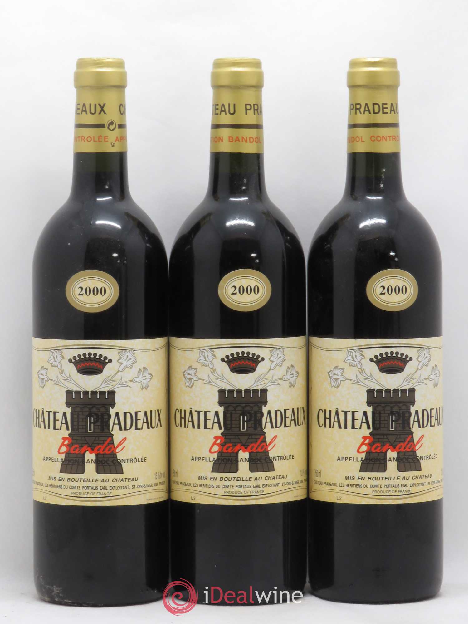 Bandol Château Pradeaux Famille Portalis 2000 - Lot de 3 bouteilles - 0