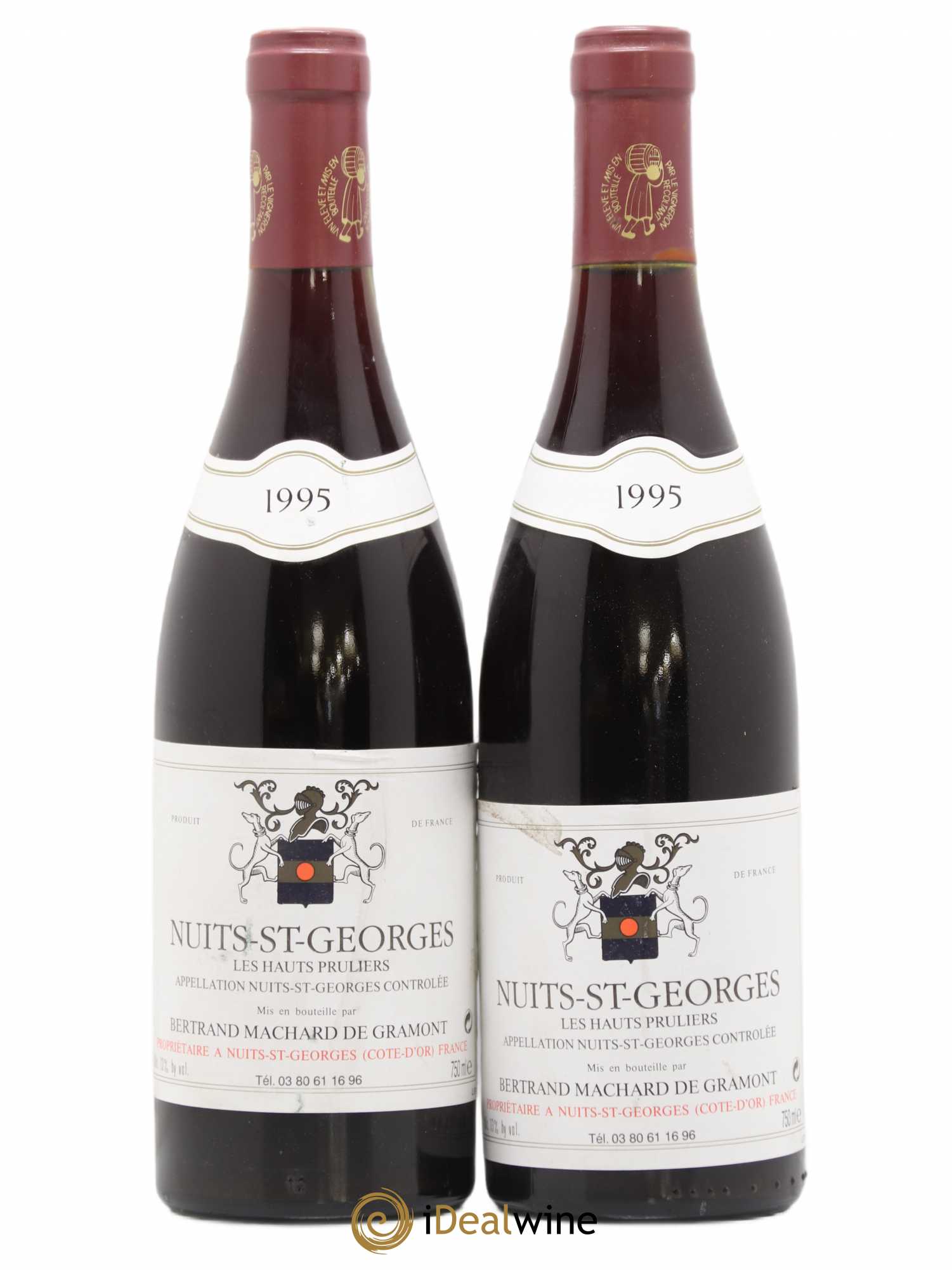 Nuits-Saint-Georges les Hauts Pruliers Bertrand Machart de Gramont 1995 - Posten von 2 Flaschen - 0