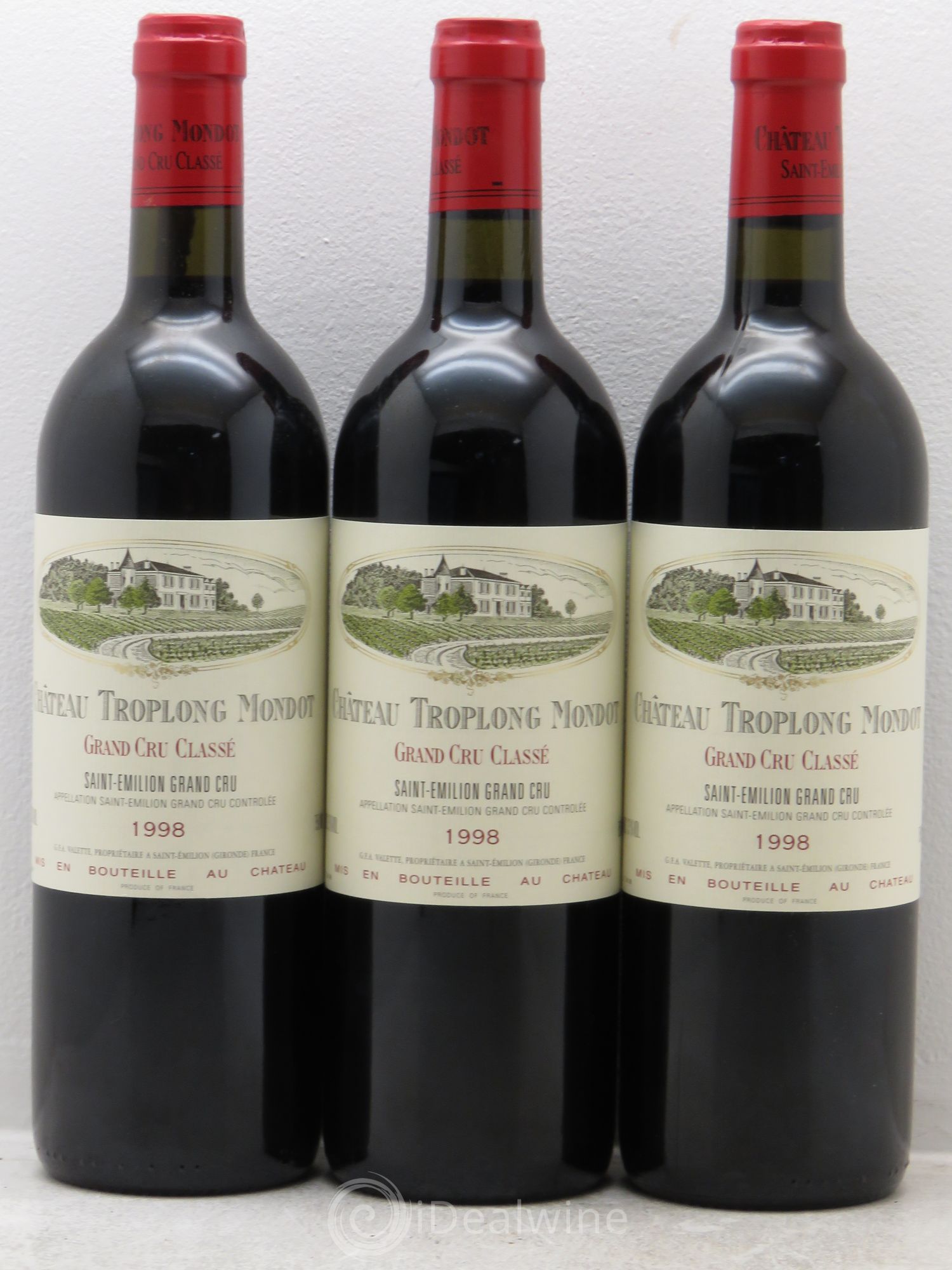 Château Troplong Mondot 1er Grand Cru Classé B 1998 - Lot de 3 bouteilles - 0