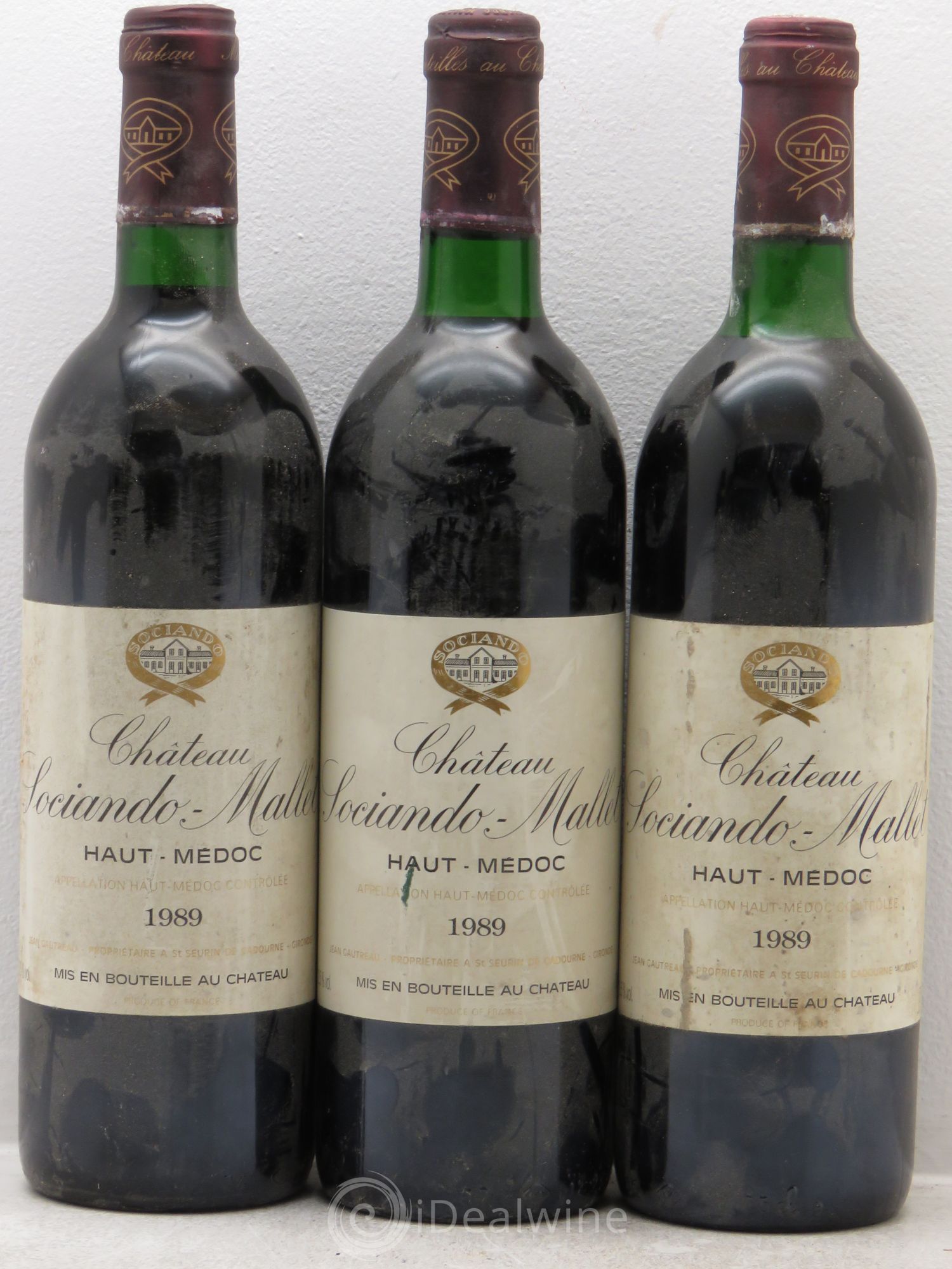 Château Sociando Mallet 1989 - Lot de 3 bouteilles - 0
