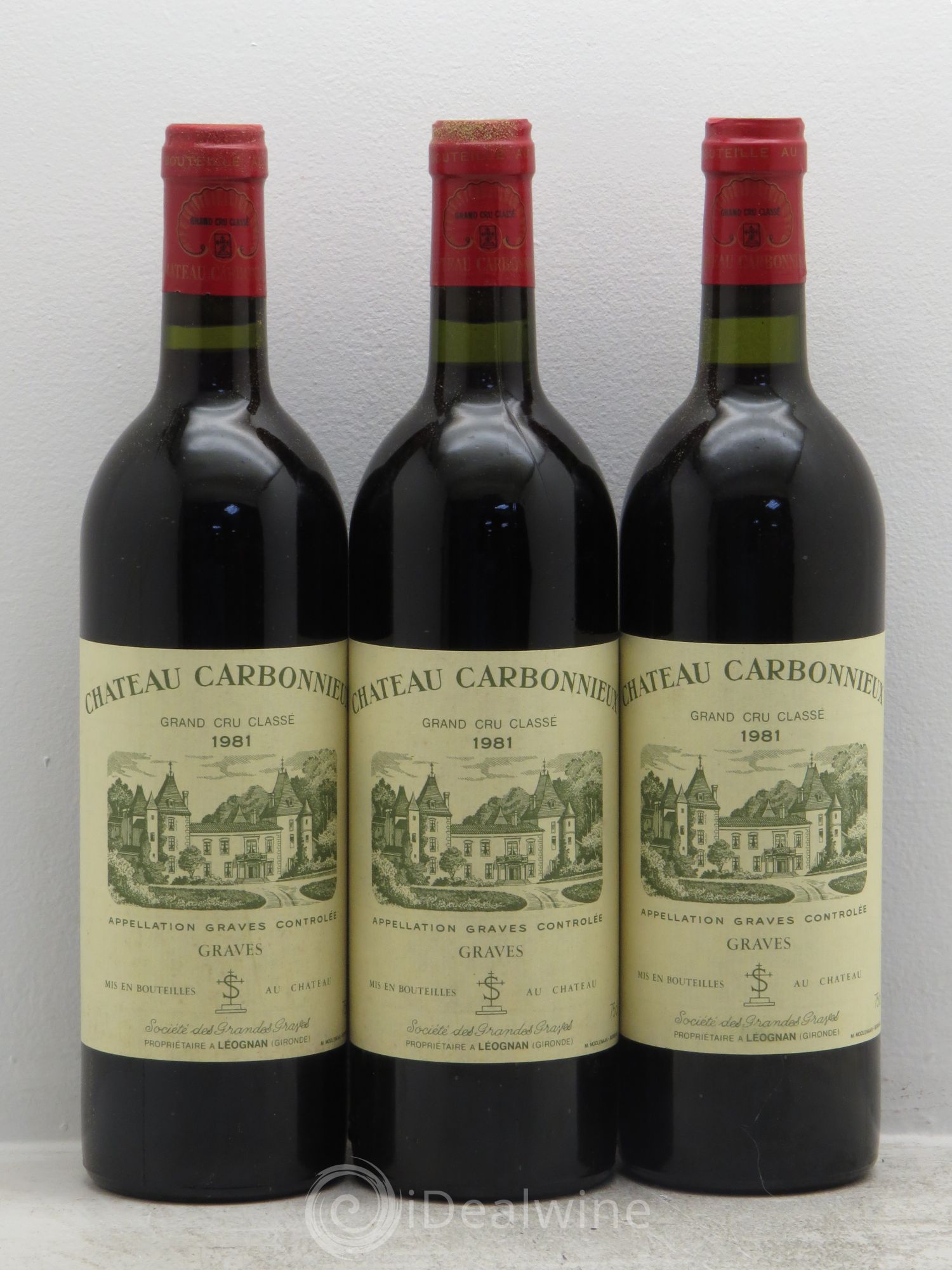 Château Carbonnieux Cru Classé de Graves 1981 - Lot de 3 bouteilles - 0